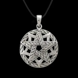 Pentagram Pentacle Pentagon Round Charm Pendant 925 Sterling Silver