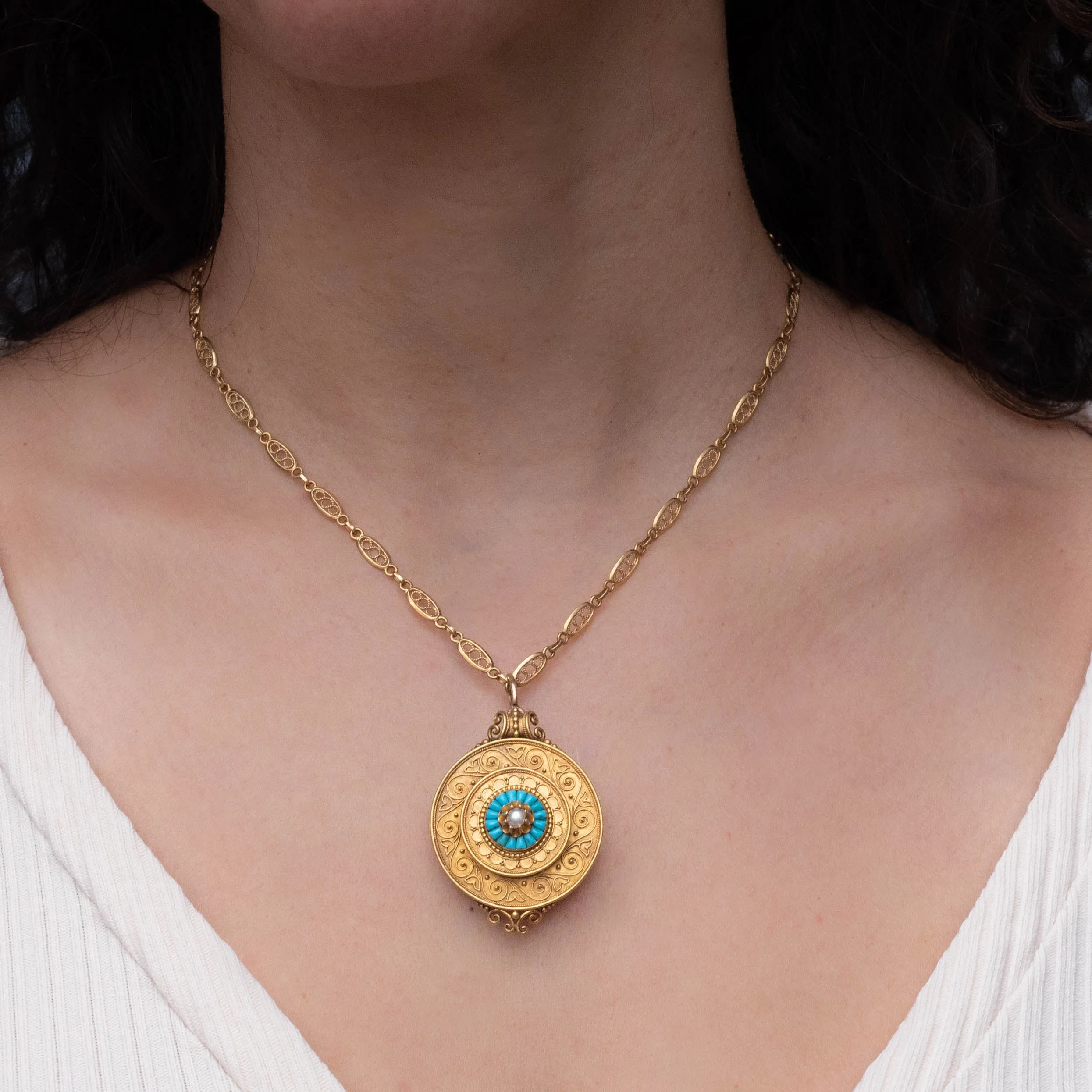Persian Turquoise Locket Pendant Brooch c1870