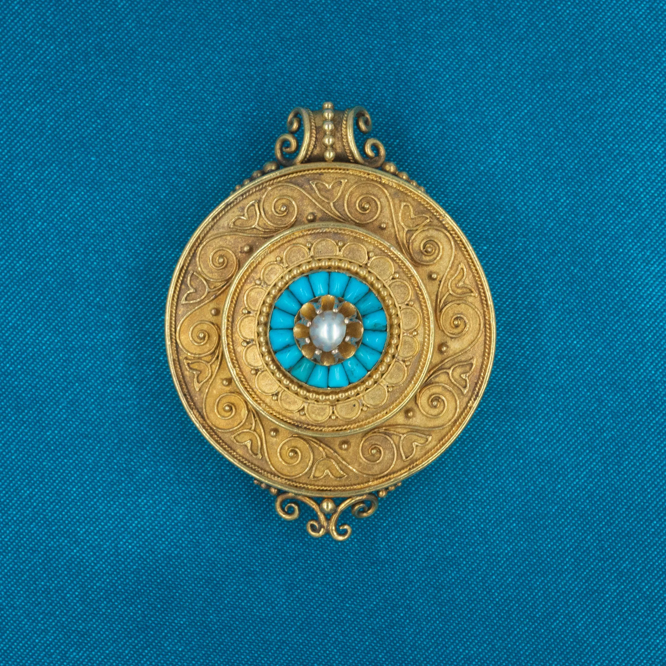 Persian Turquoise Locket Pendant Brooch c1870