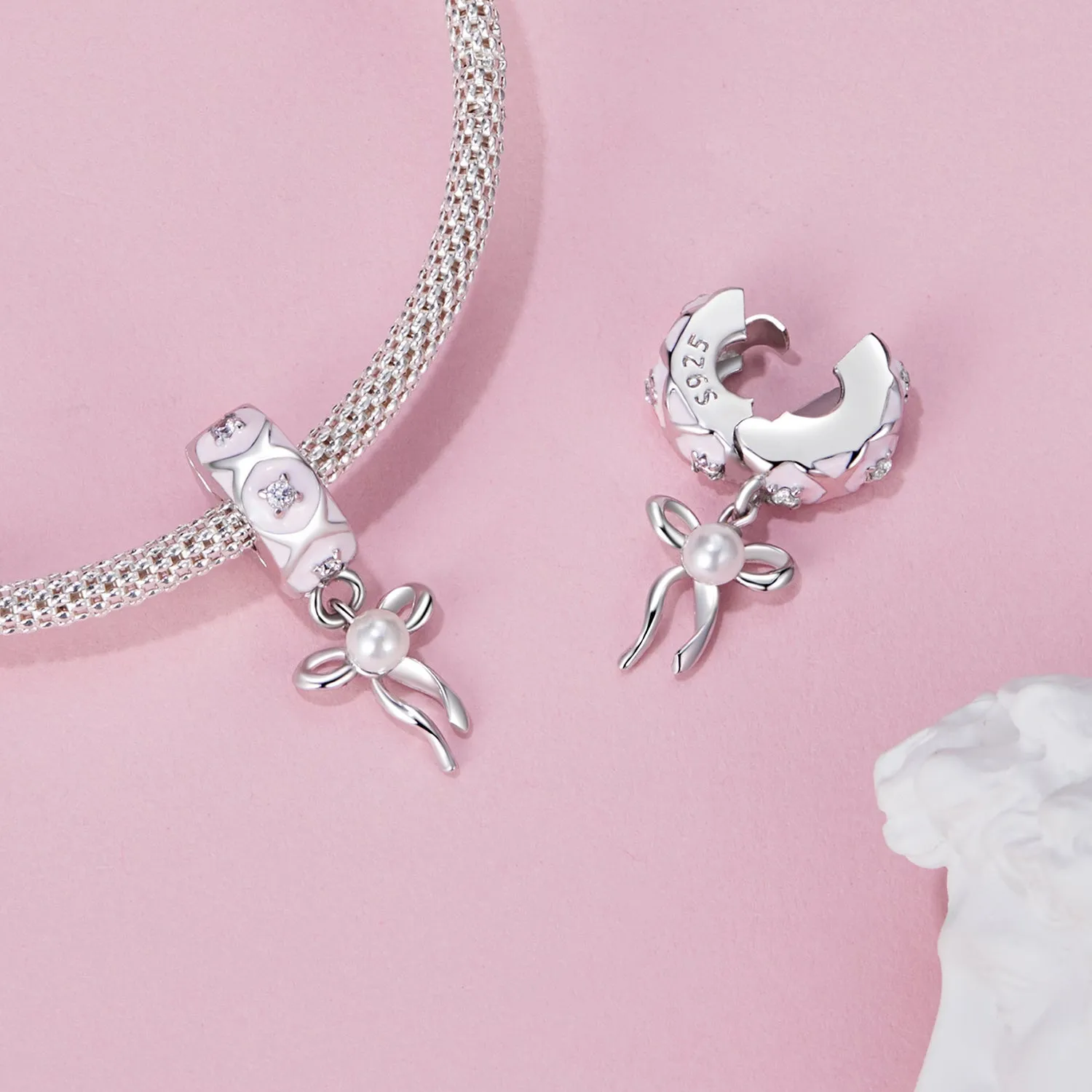 Pink Bow Clip Charm