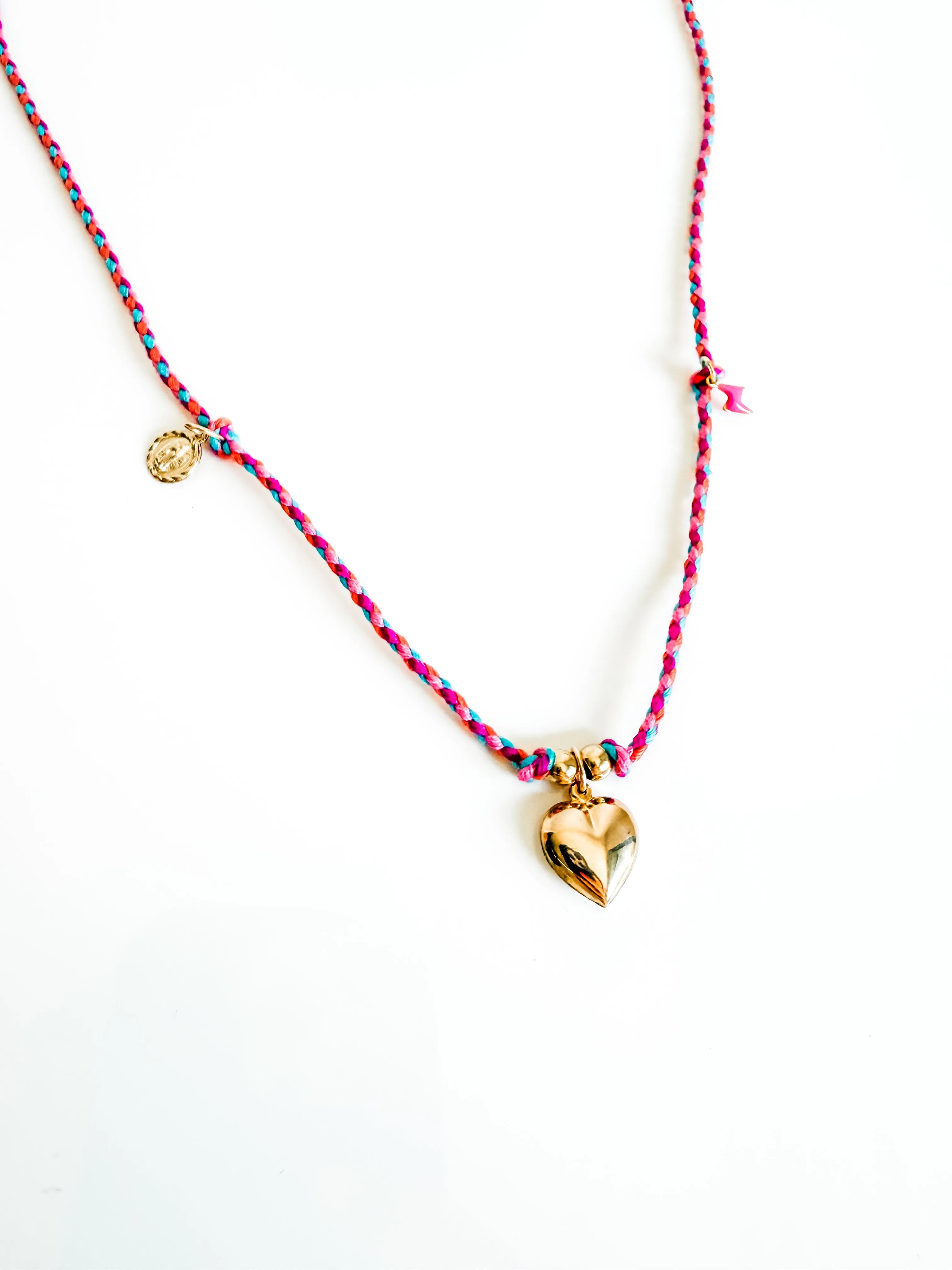 Pink Ivy braided cord necklace