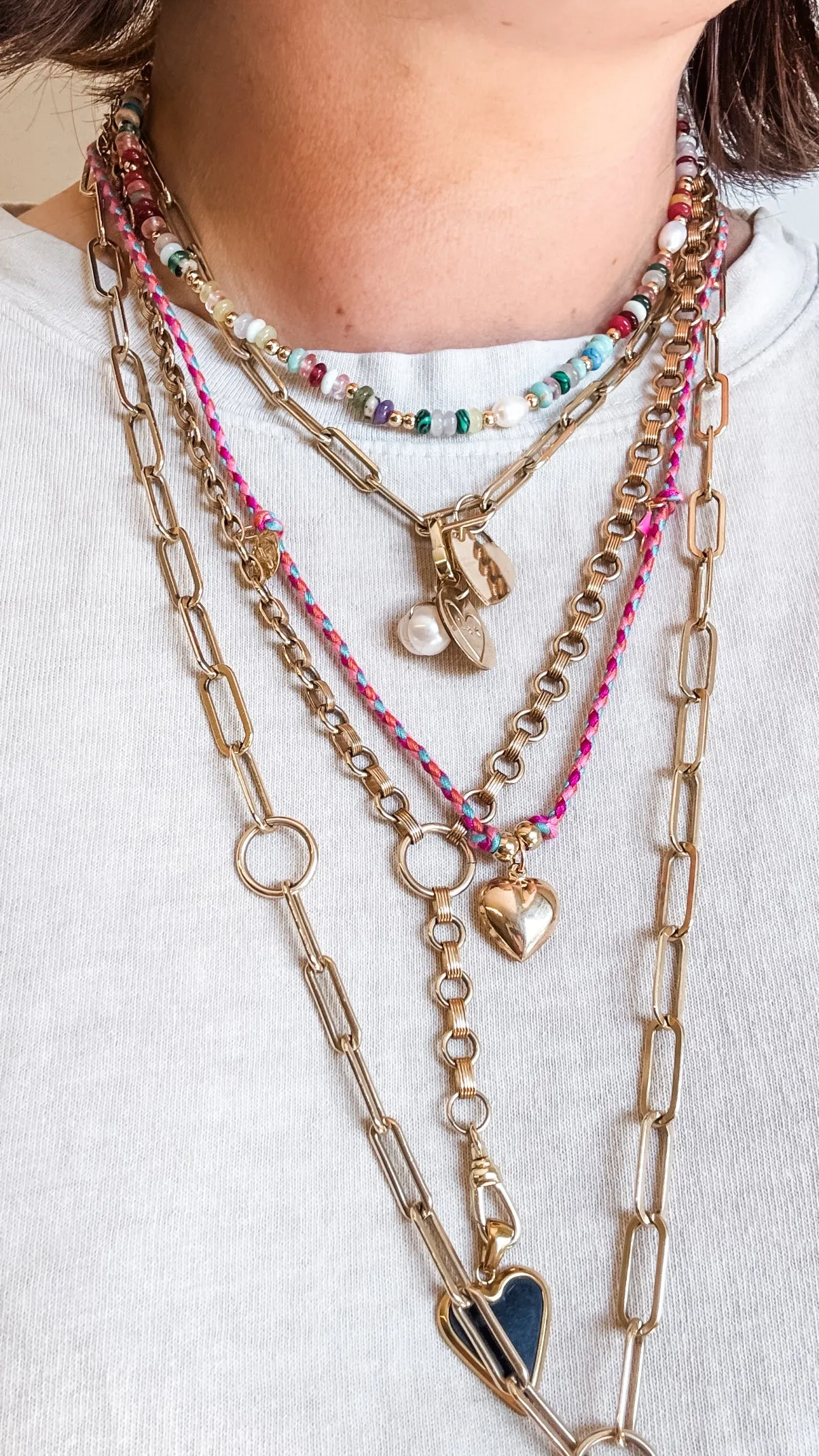 Pink Ivy braided cord necklace