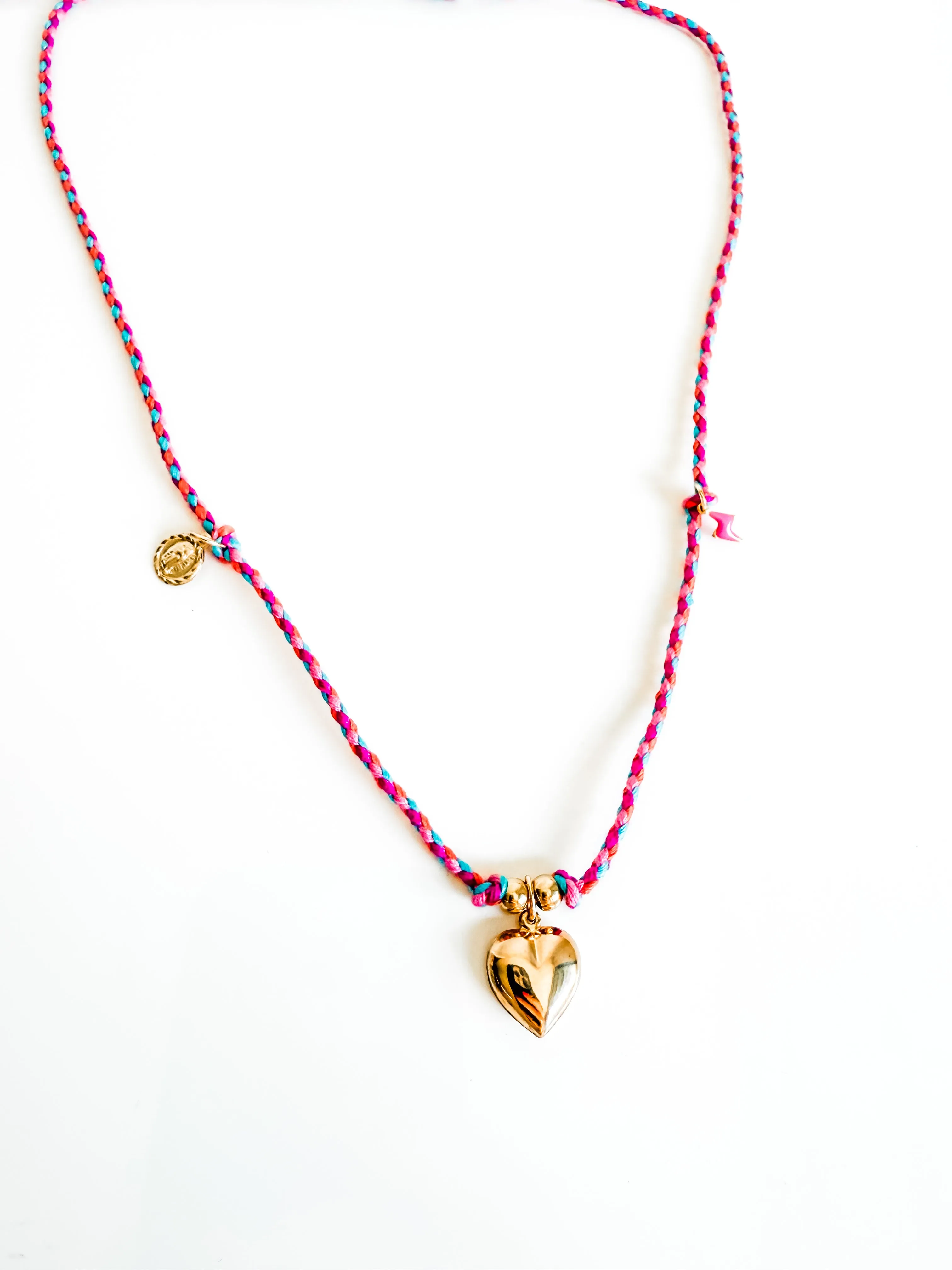 Pink Ivy braided cord necklace