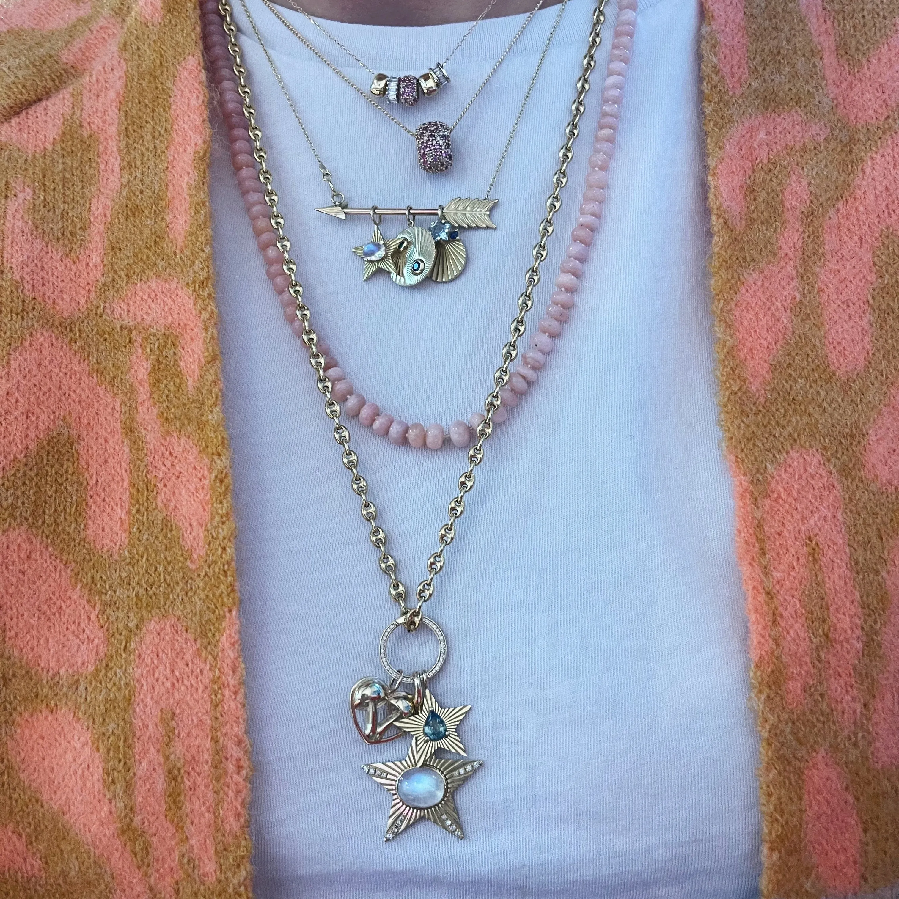 Pink Opal Gemstone Beaded Necklace