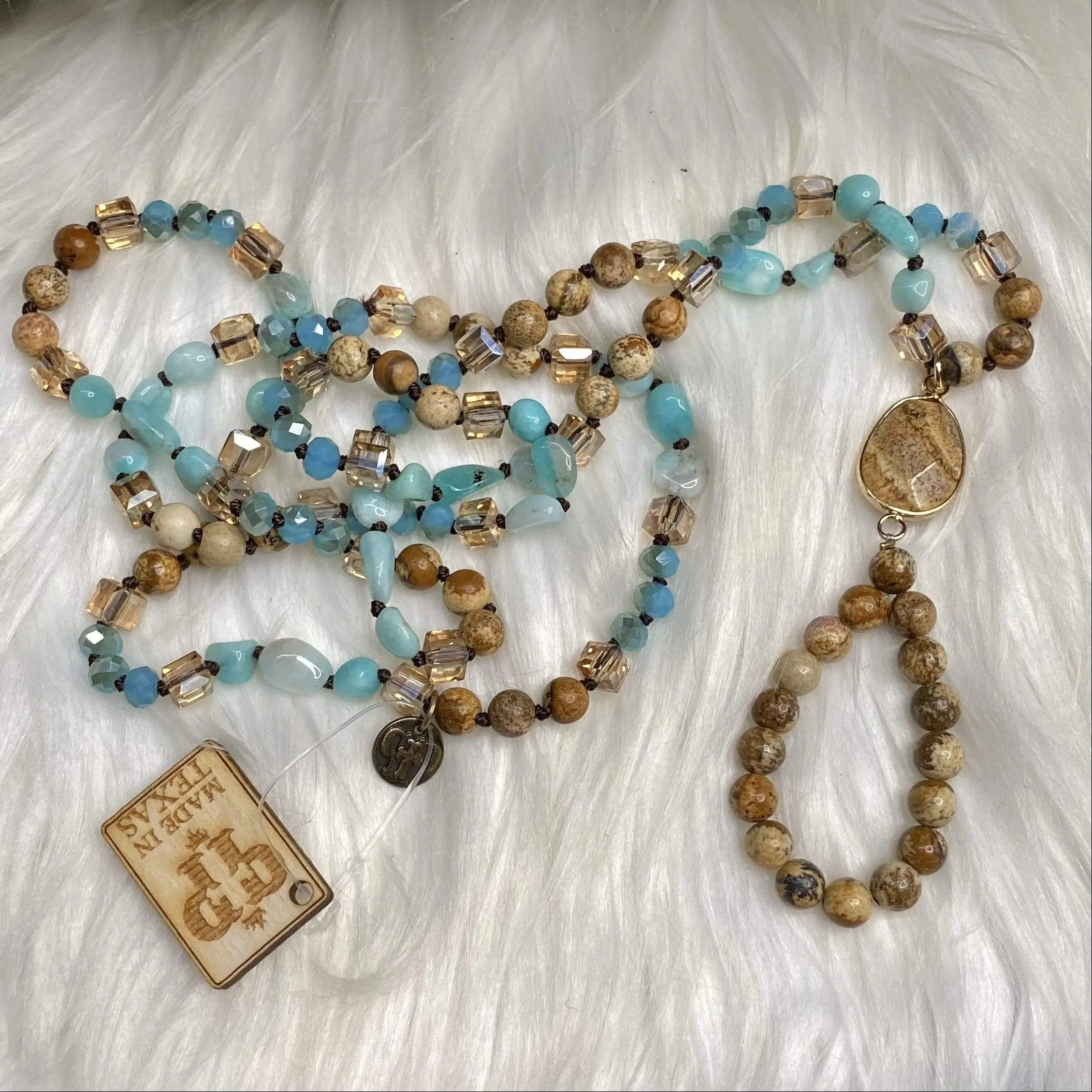 Pink Panache Turquoise and Brown Bead Necklace