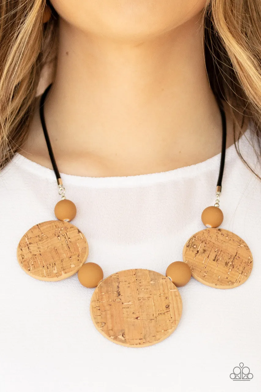 Pop the Cork Brown Paparazzi Necklace