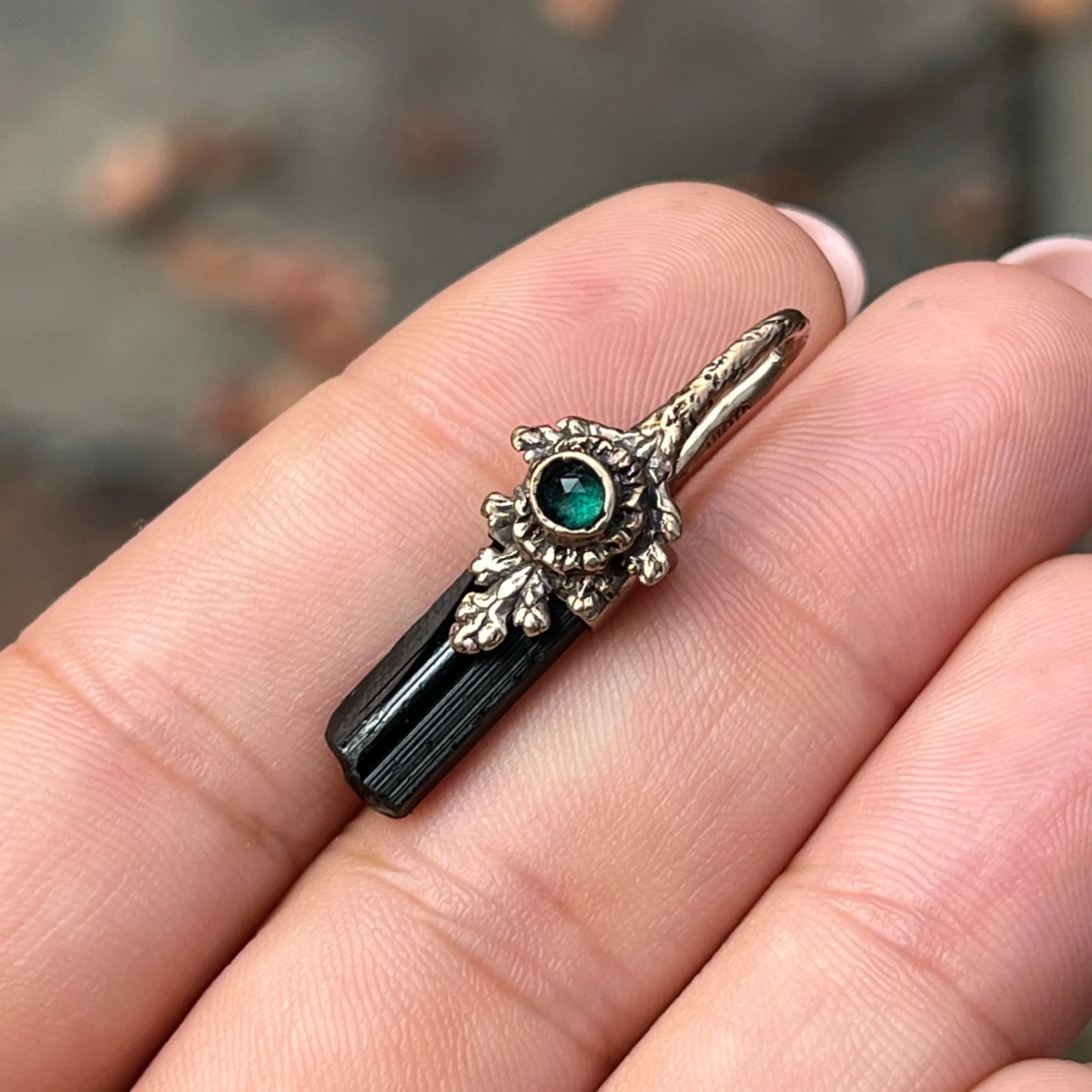 PRE-ORDER FOR MEG- Black Tourmaline Bronze Fairy Pendant