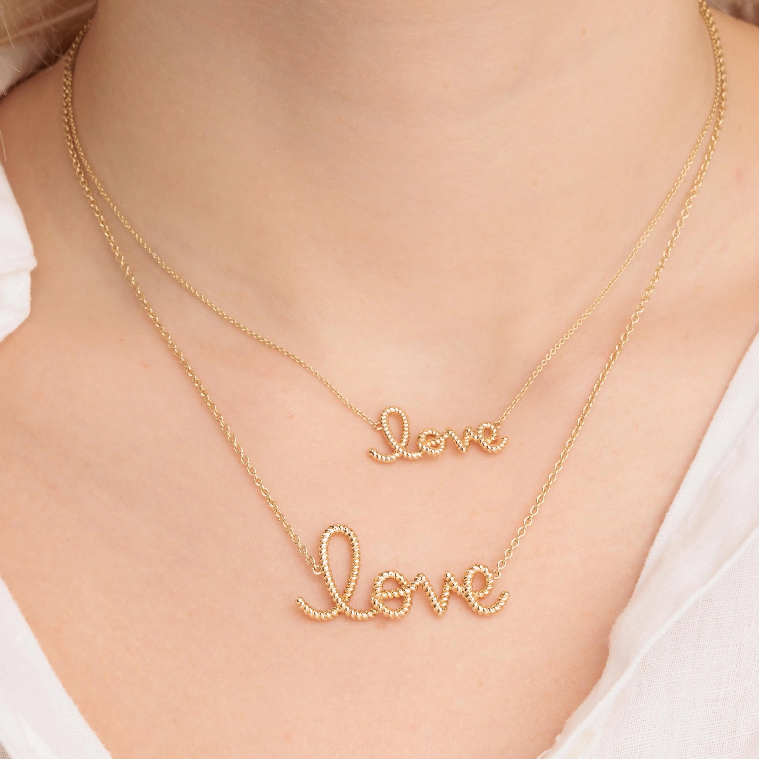 Pure Gold Medium Love Script Rope Necklace