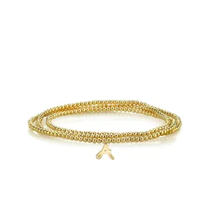 Pure Gold Tiny Initial on Gold Beads