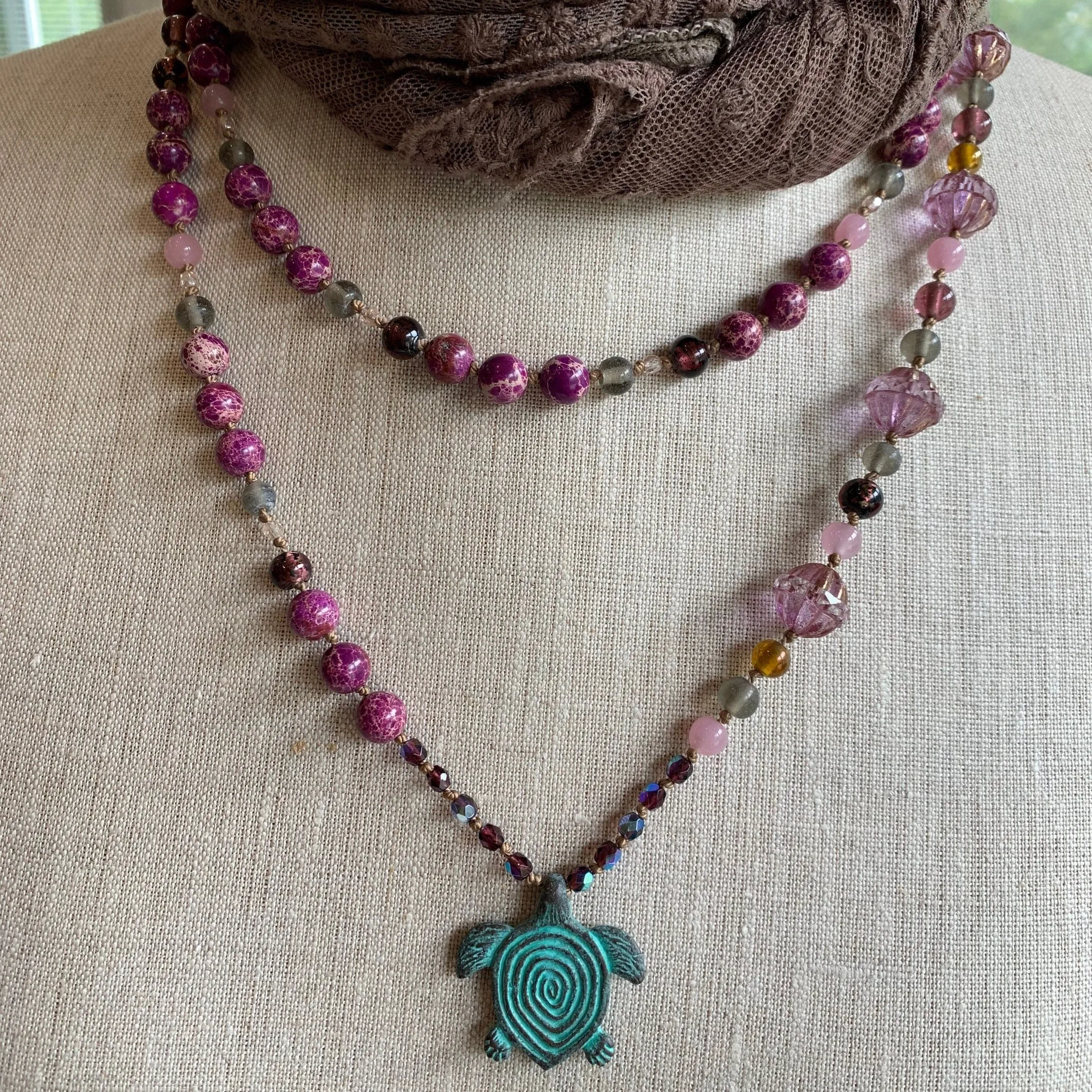 Purple Turtle Long Necklace