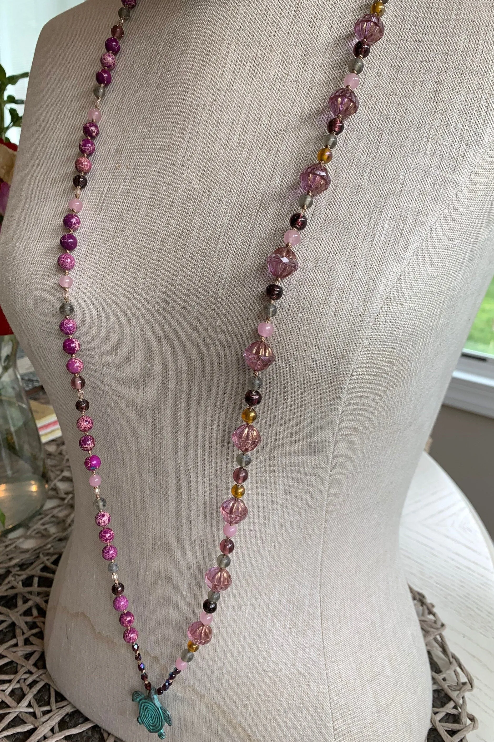 Purple Turtle Long Necklace