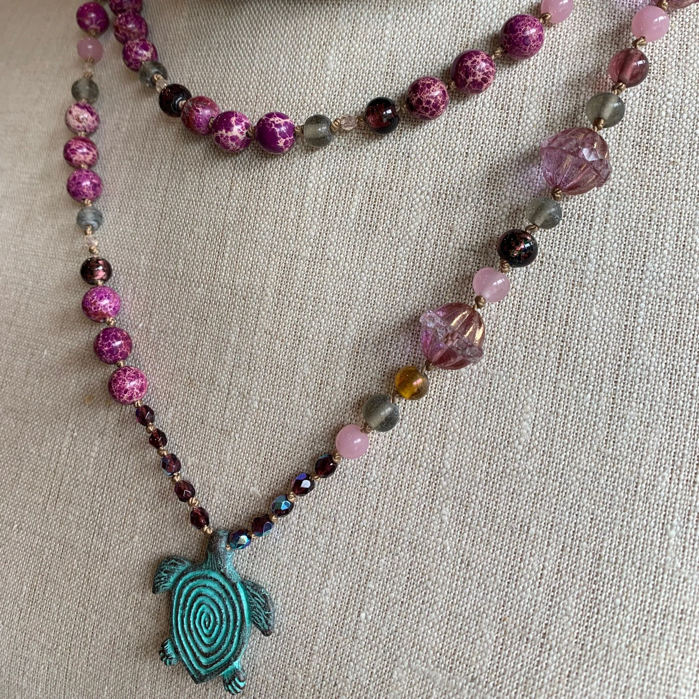 Purple Turtle Long Necklace
