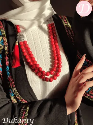 Qamar Necklace -  Coral Stones