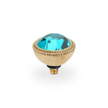 Qudo Fabero 11mm Gold Topper - Blue Zircon