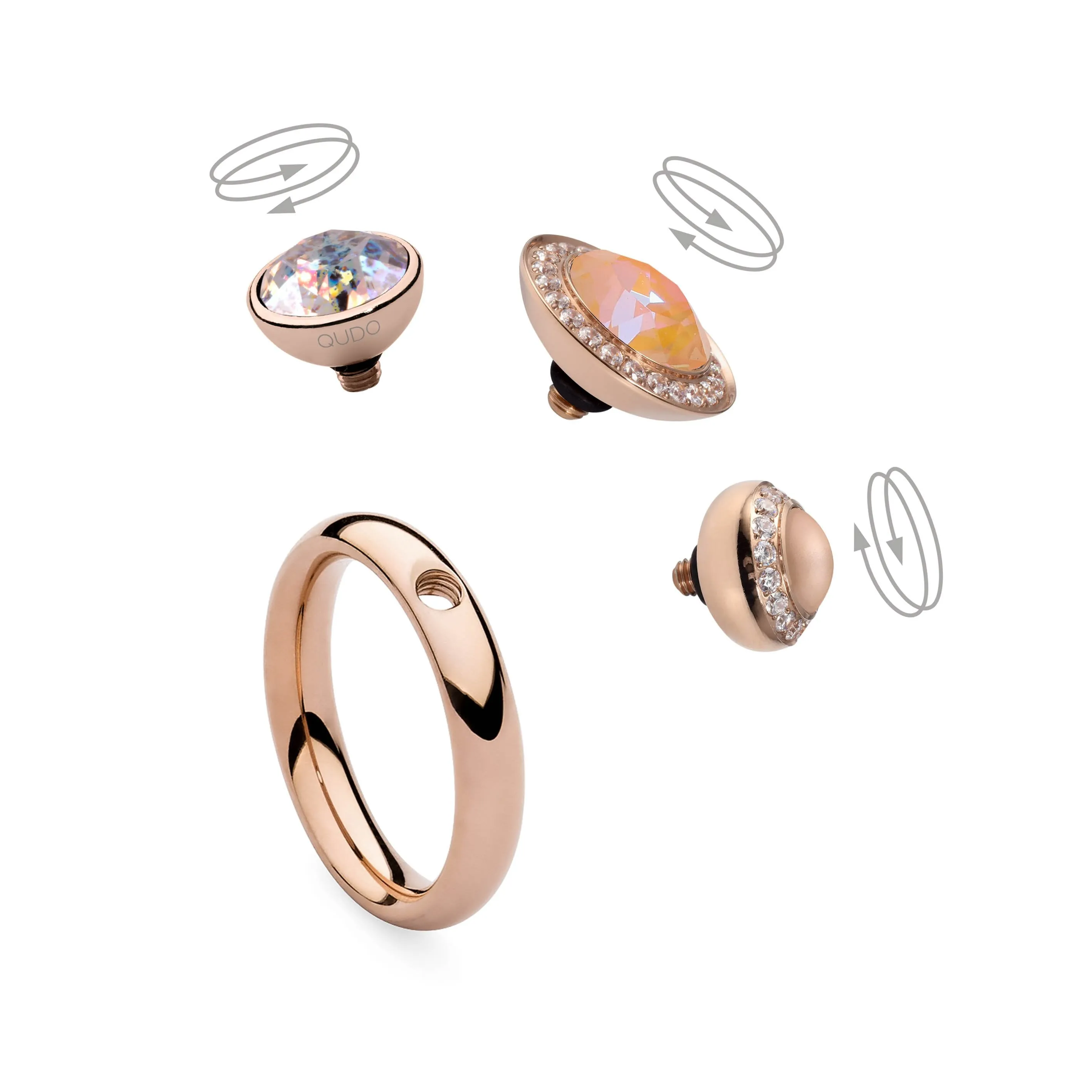 Qudo Fabero 15mm Rose Gold Topper - Comet Argent Light