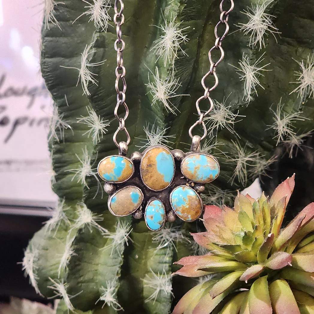 " Victoria " Kingman Turquoise Cluster Necklace