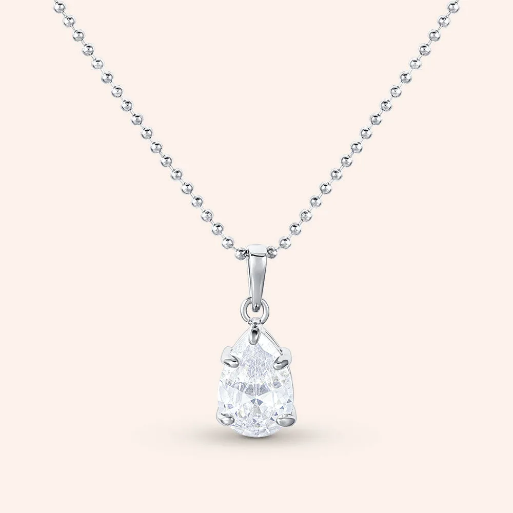 "Addison" 2.98CTW Pear Cut Bead Chain Pendant Necklace