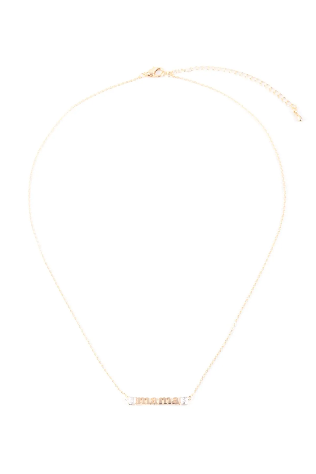 "MAMA" Letter Cubic Zirconia Pendant Brass Necklace Gold - Pack of 6