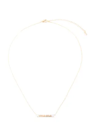 "MAMA" Letter Cubic Zirconia Pendant Brass Necklace Gold - Pack of 6