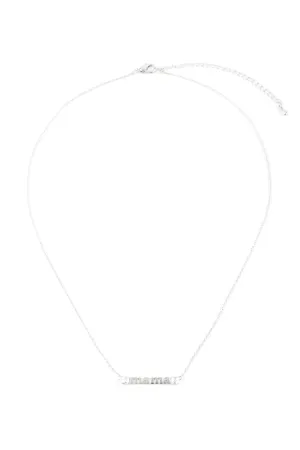 "MAMA" Letter Cubic Zirconia Pendant Brass Necklace Silver - Pack of 6