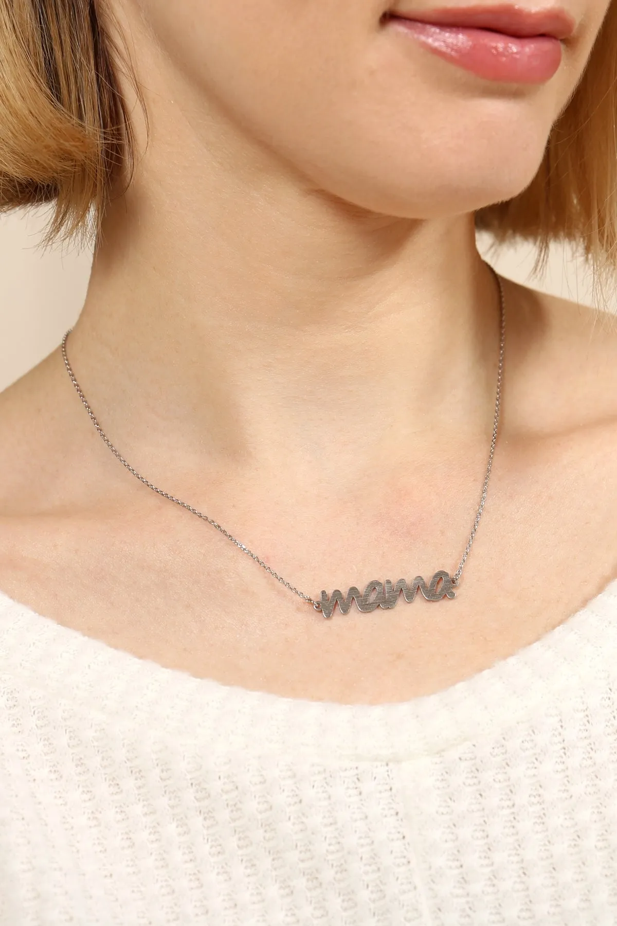 "MAMA" Lettering Necklace Silver - Pack of 6