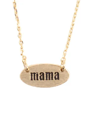 "MAMA" Oval Brass Chain Necklace Gold - Pack of 6