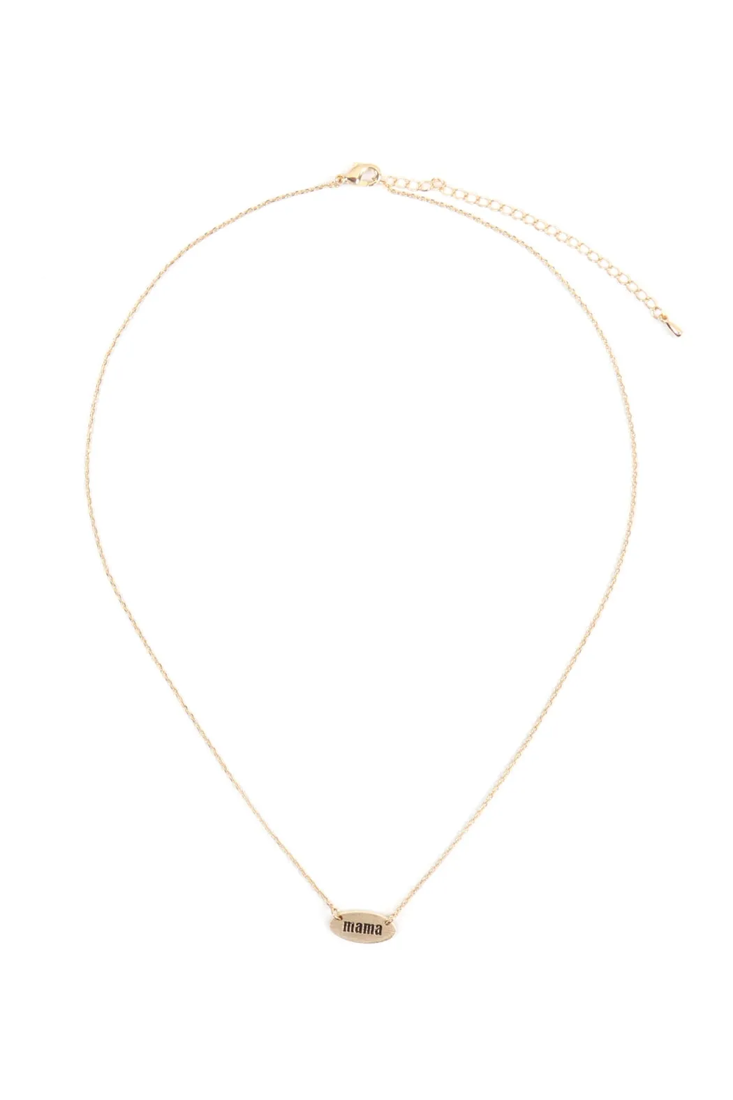 "MAMA" Oval Brass Chain Necklace Gold - Pack of 6