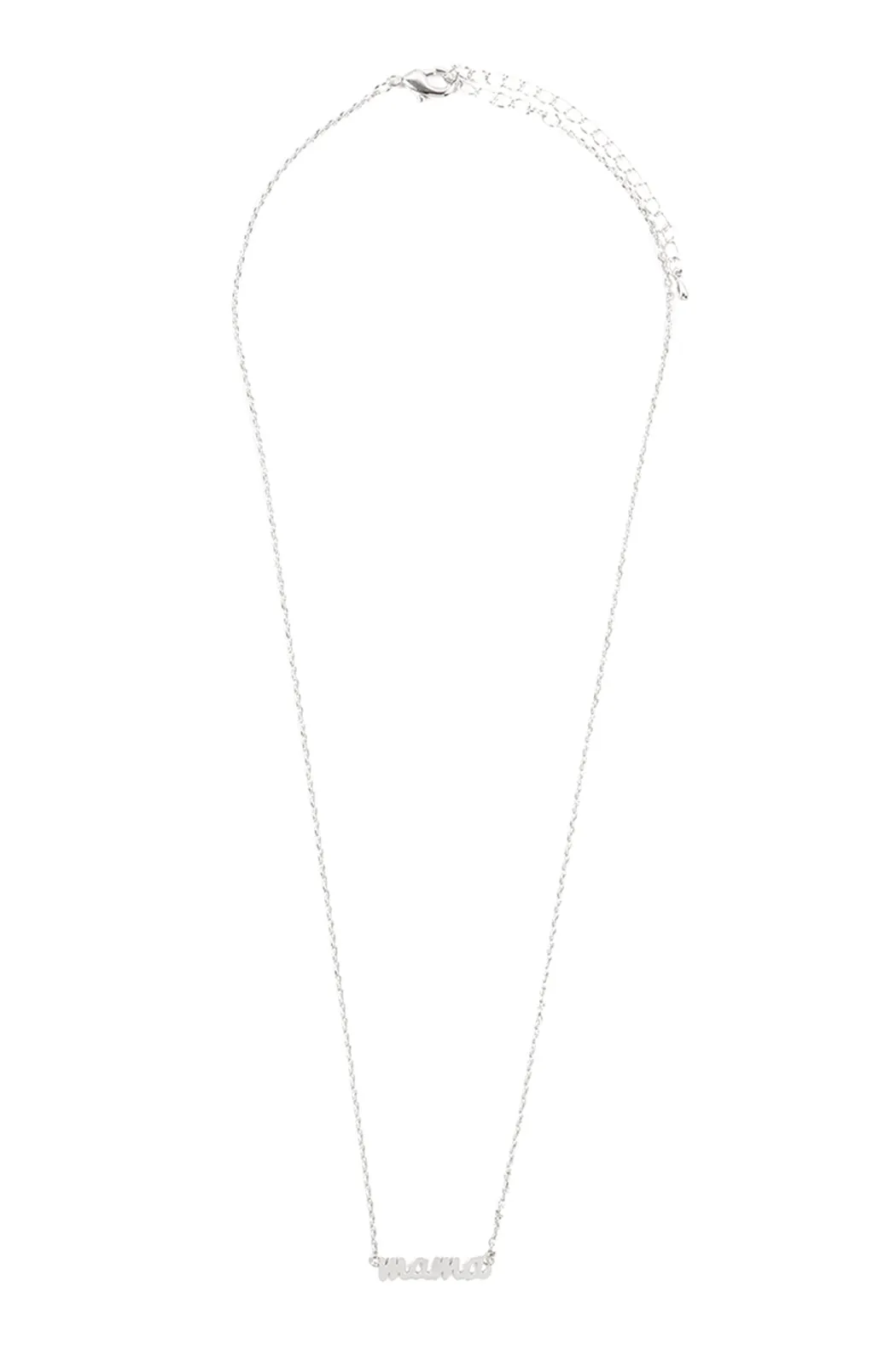 "MAMA" Script Brass Chain Necklace Silver - Pack of 6