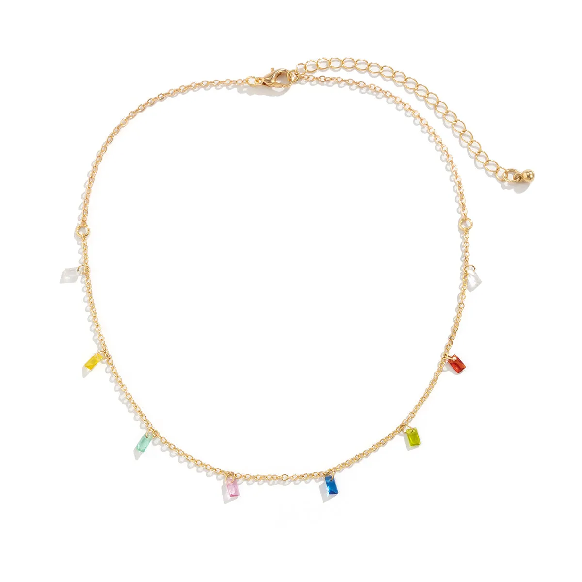 Rainbow Crystal & 18K Gold-Plated Station Necklace