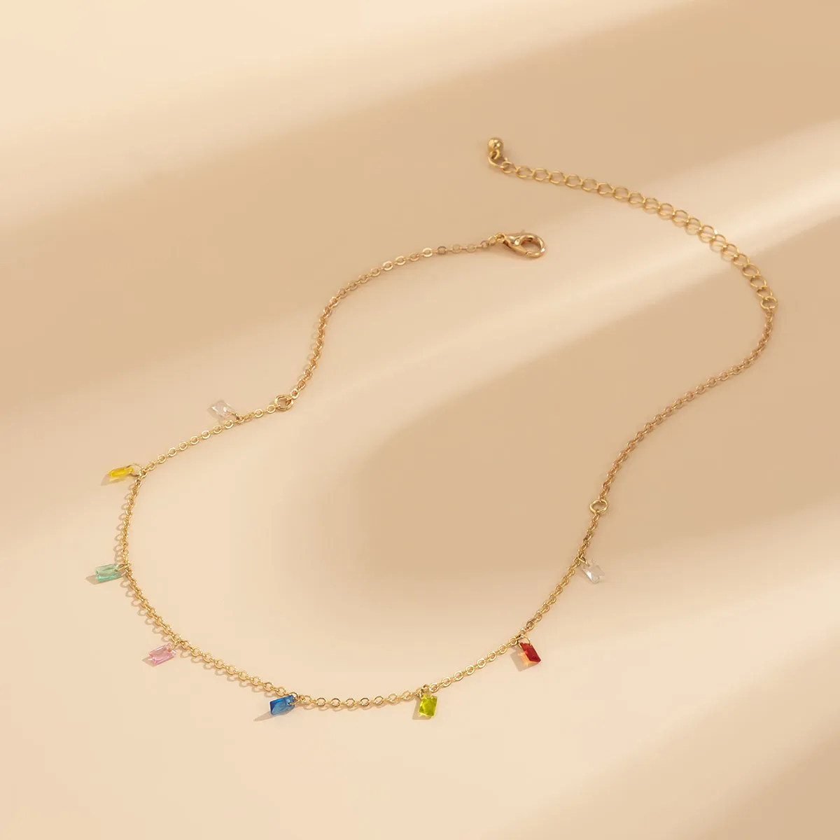 Rainbow Crystal & 18K Gold-Plated Station Necklace