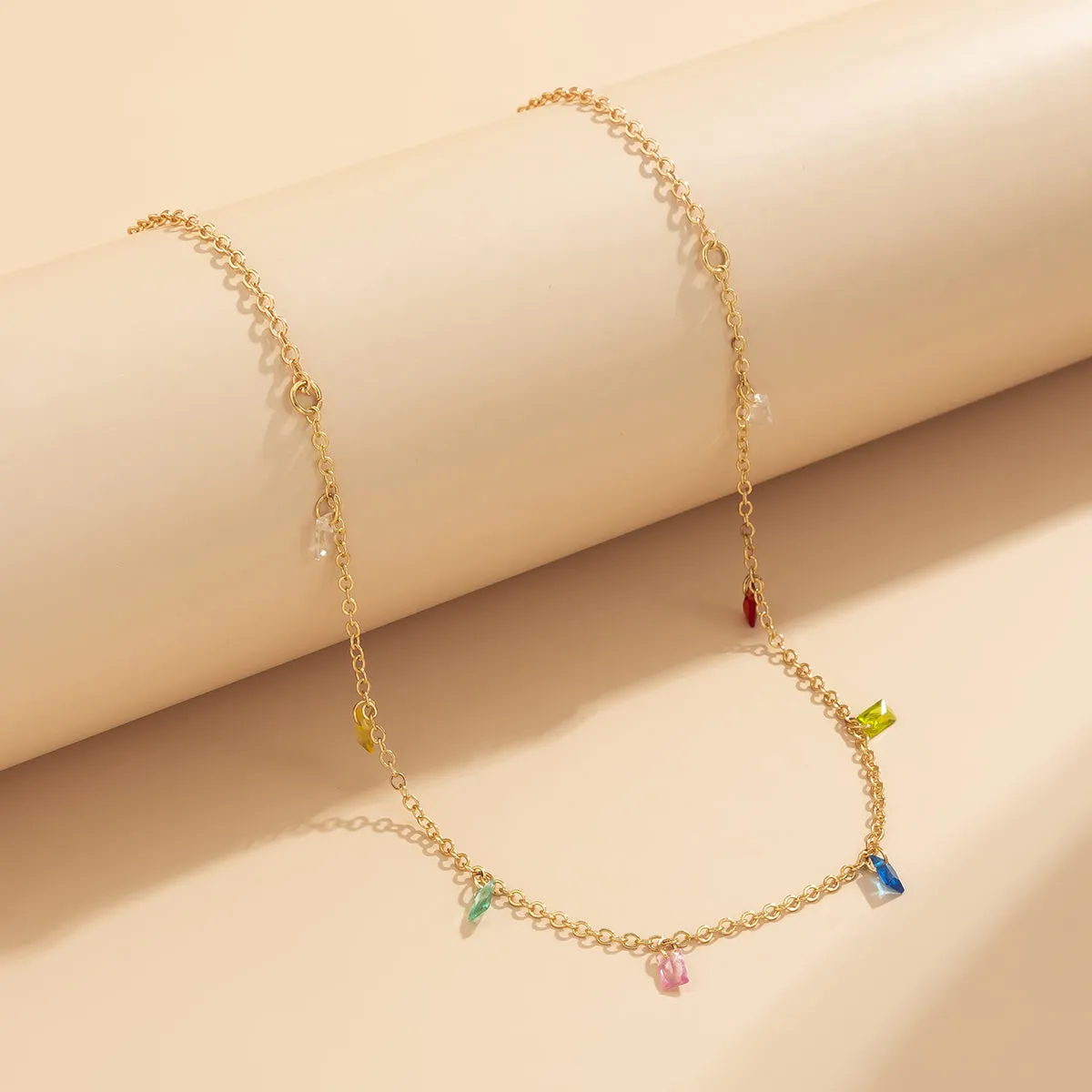 Rainbow Crystal & 18K Gold-Plated Station Necklace