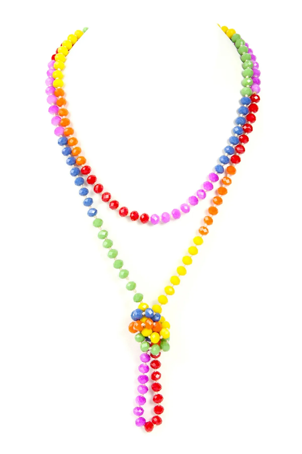 Rainbow Hand Knotted Rondelle Beads Necklace - Pack of 6