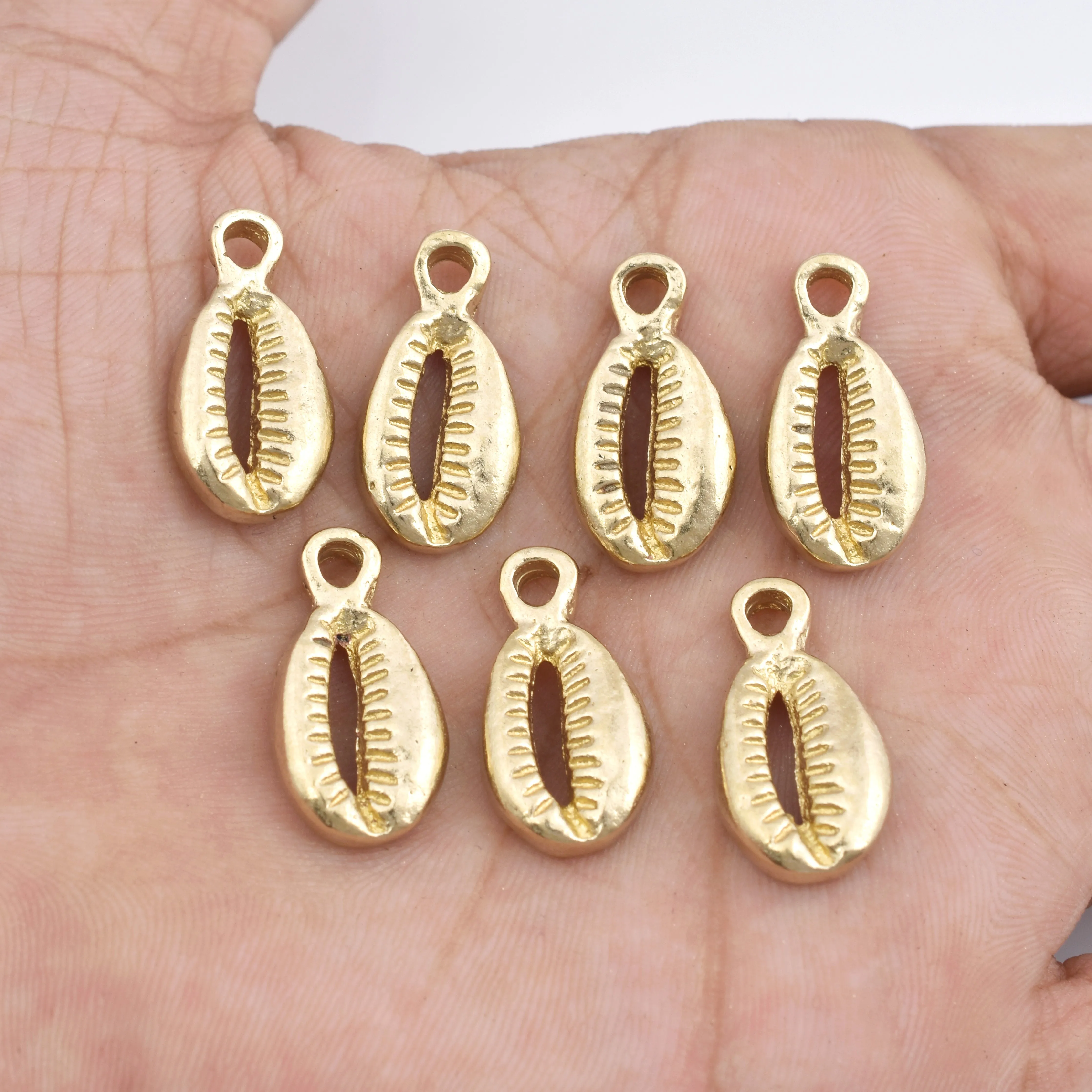 Raw Brass Sea Shell Charms - 22mm