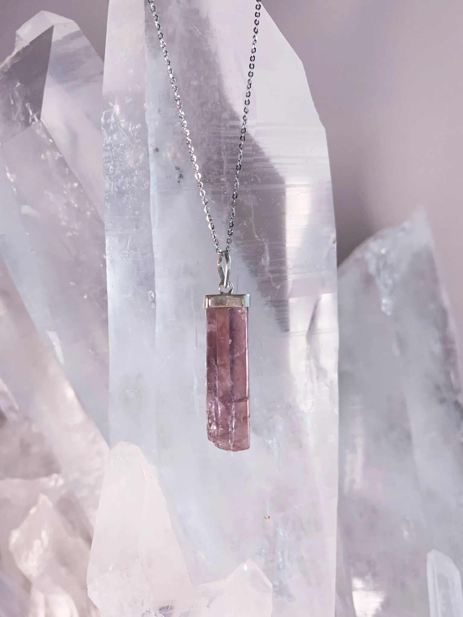 Raw Lepidolite Pendant Necklaces