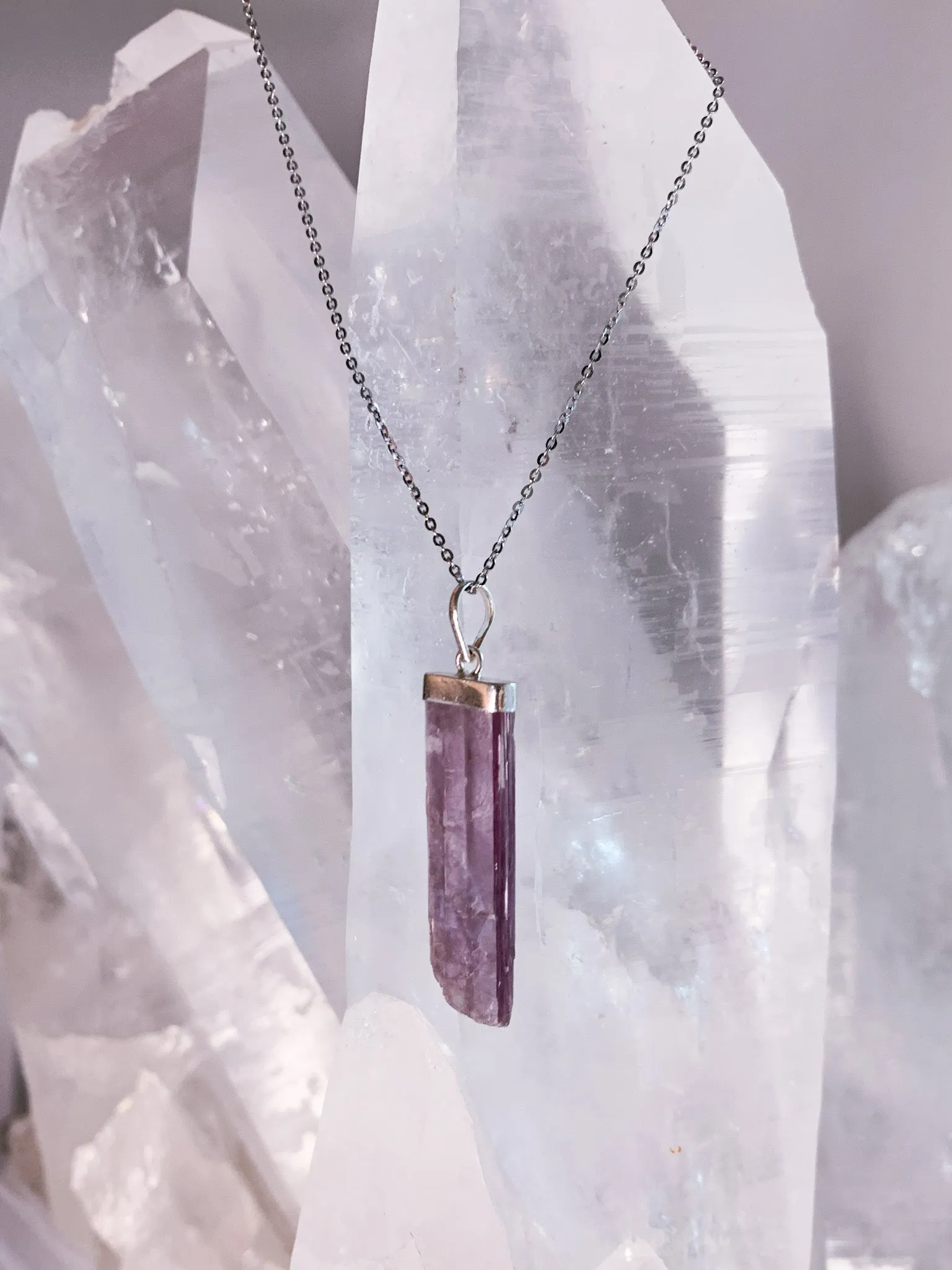Raw Lepidolite Pendant Necklaces