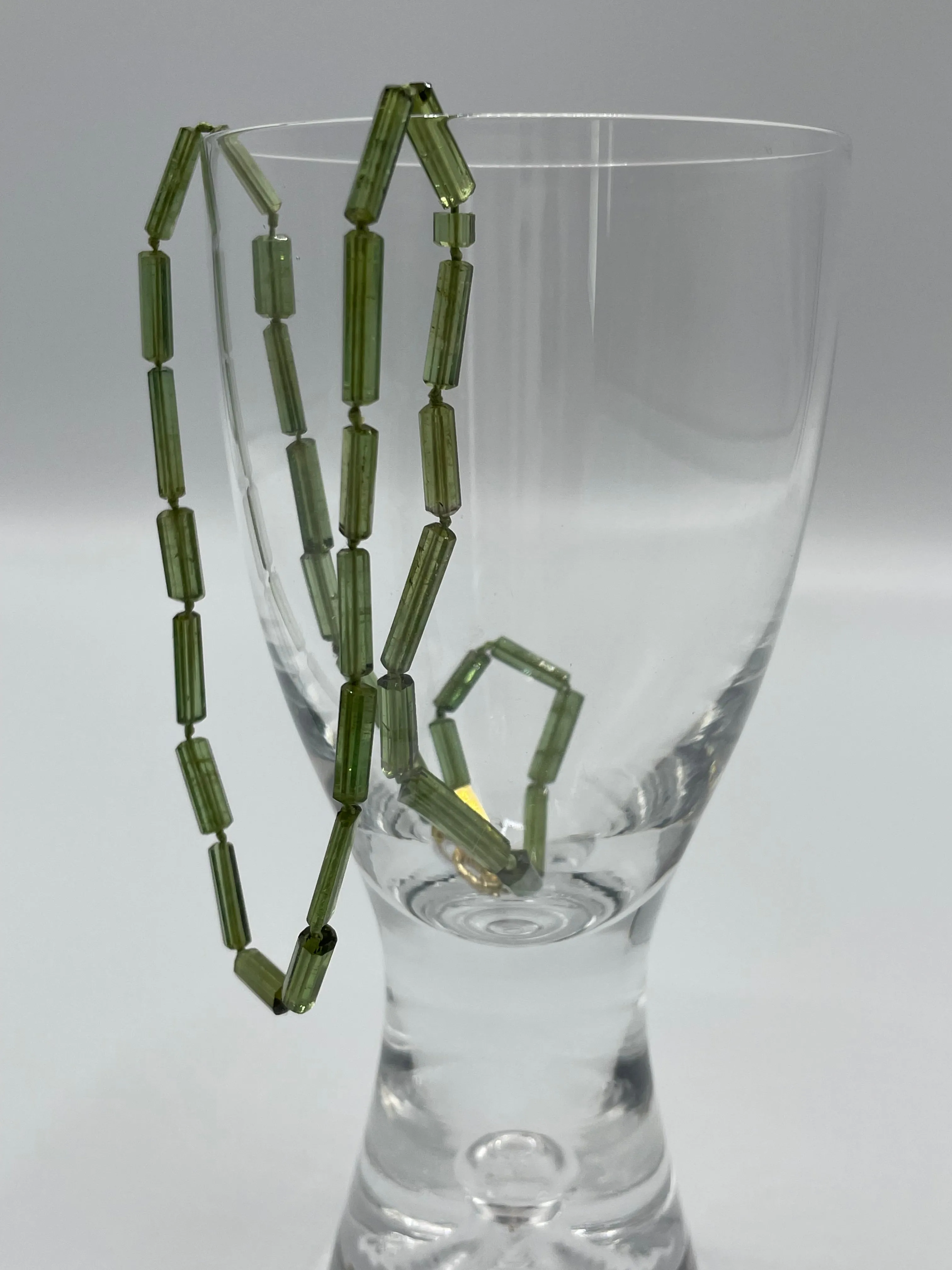 Rebecca Brenner Jewelry  ~  Green Tourmaline Tube Bead Necklace
