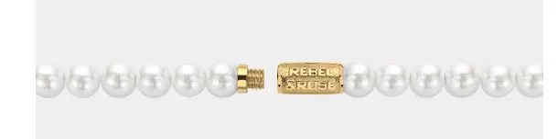 Rebel & Rose Necklace Pearl Gem Gold 8mm 42cm
