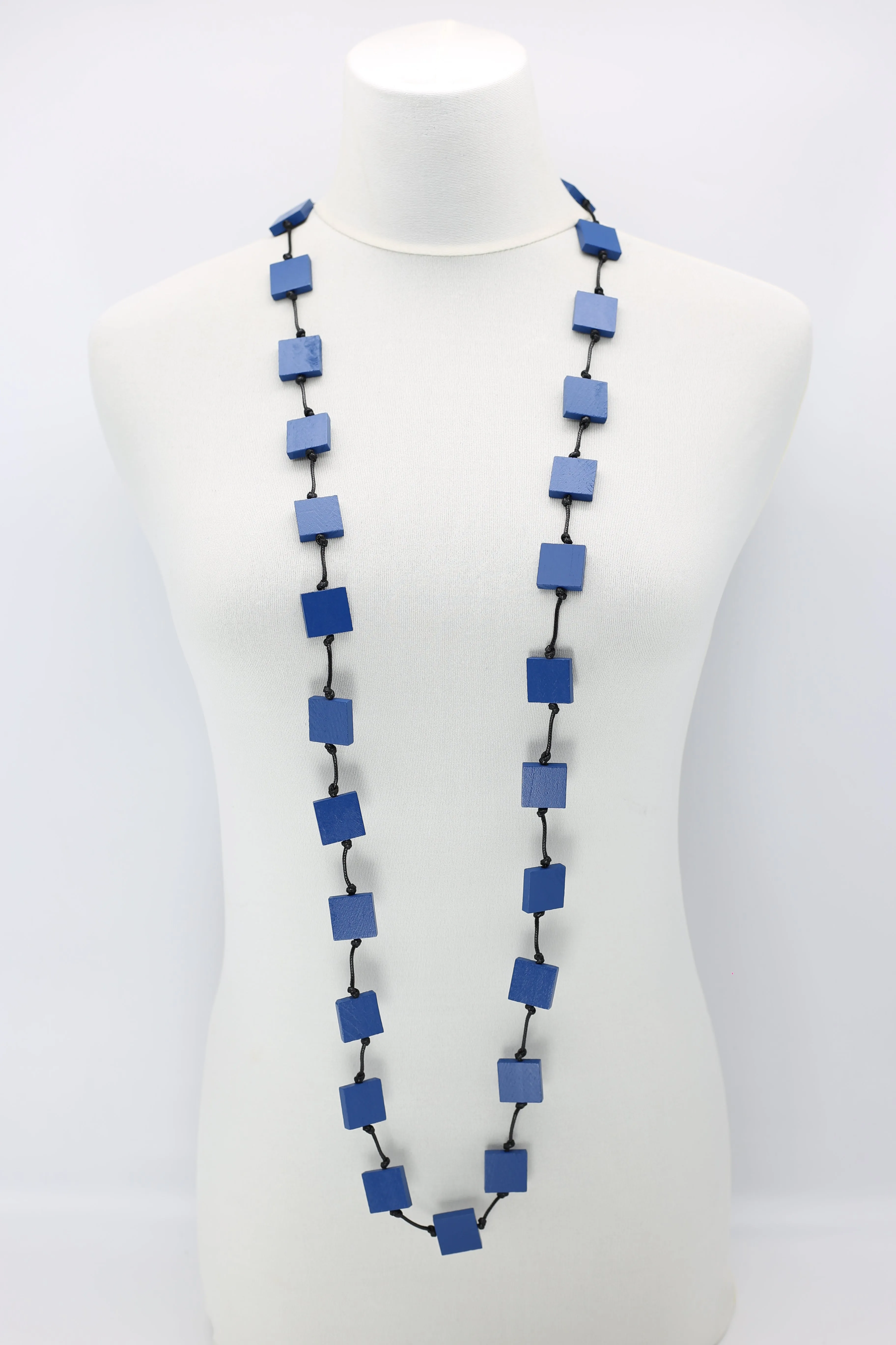 Recycled wood square 5 strand Necklace - Small