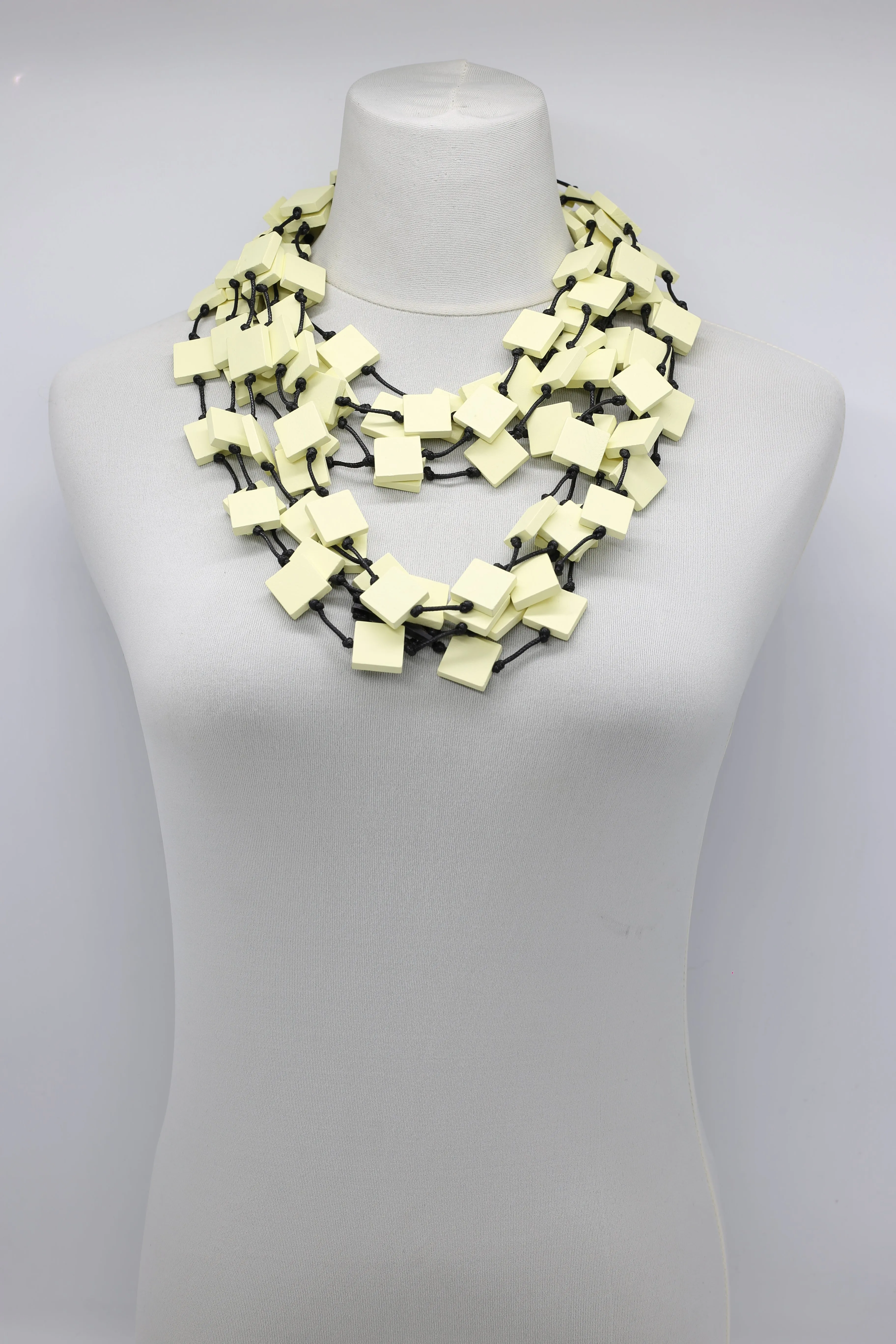 Recycled wood square 5 strand Necklace - Small