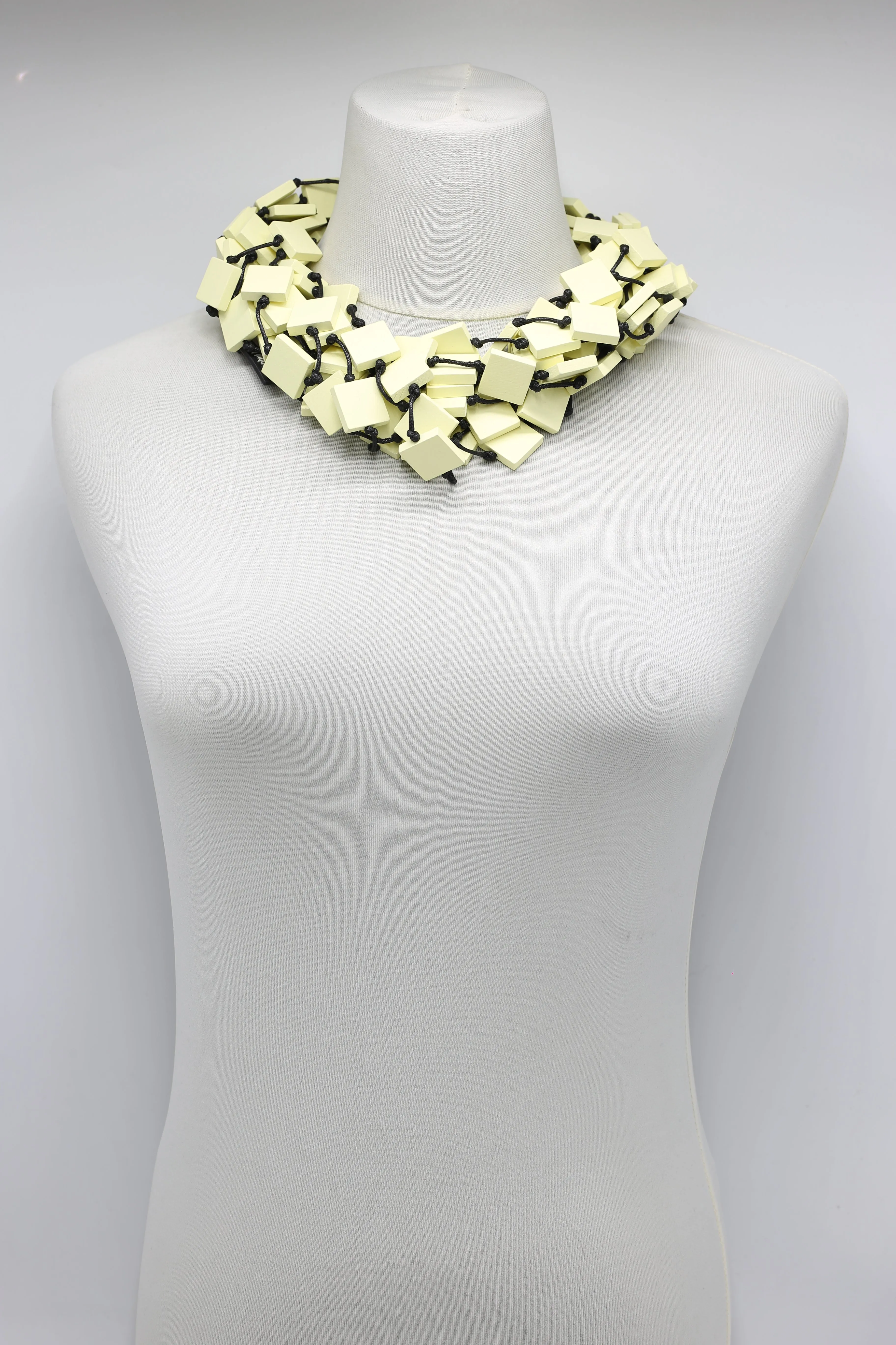Recycled wood square 5 strand Necklace - Small