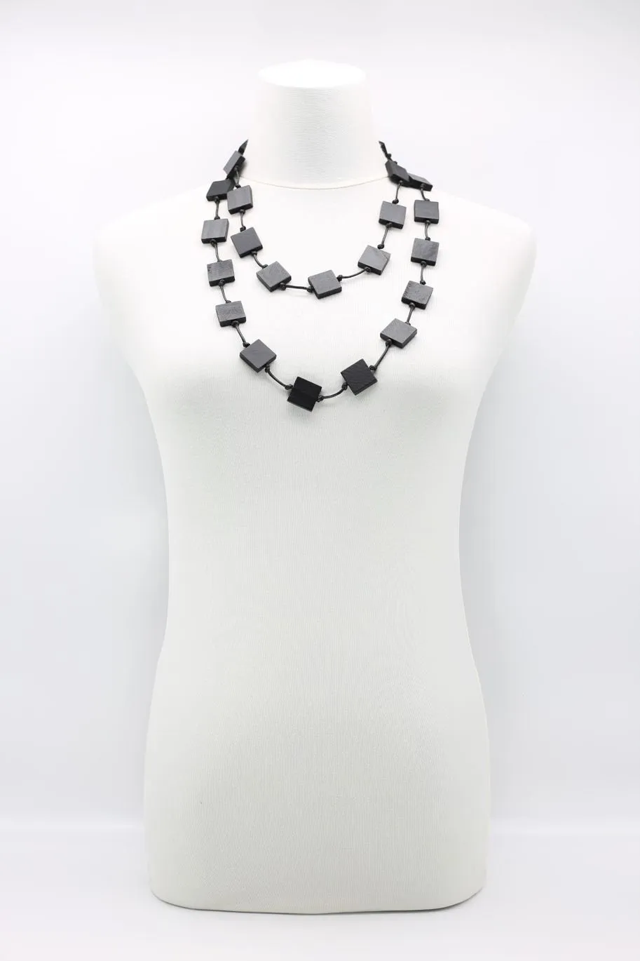 Recycled wood square 5 strand Necklace - Small