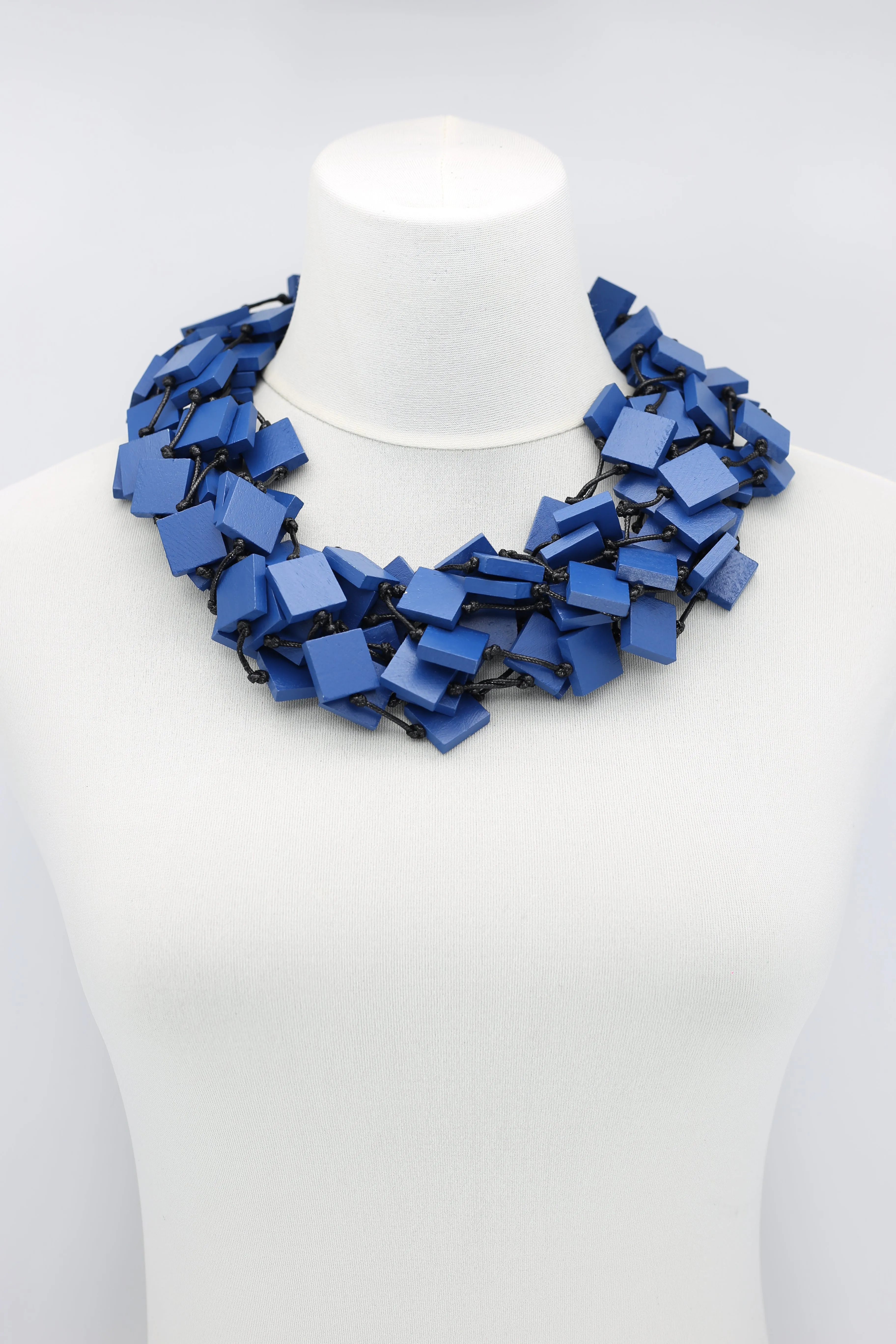 Recycled wood square 5 strand Necklace - Small