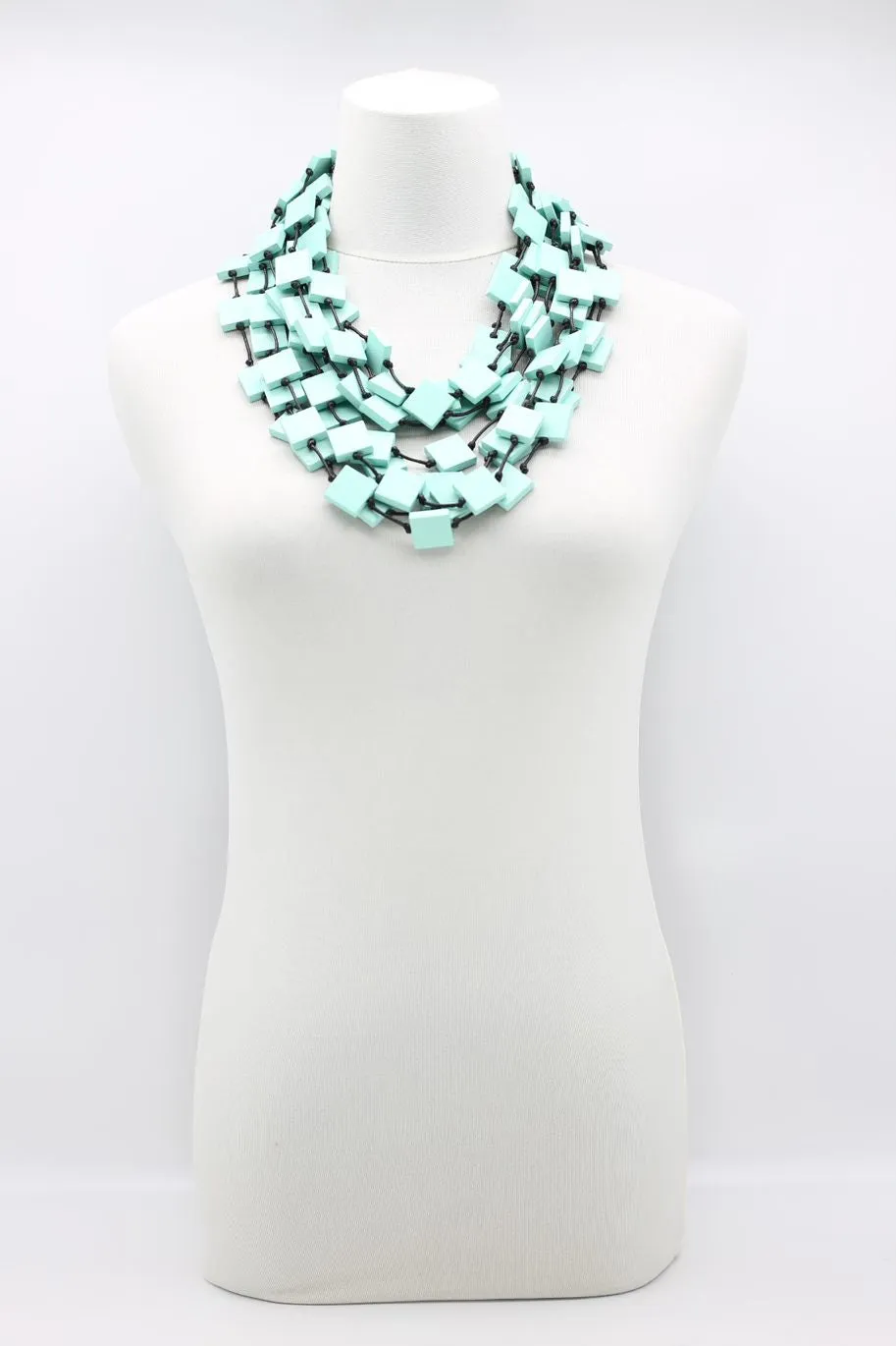 Recycled wood square 5 strand Necklace - Small