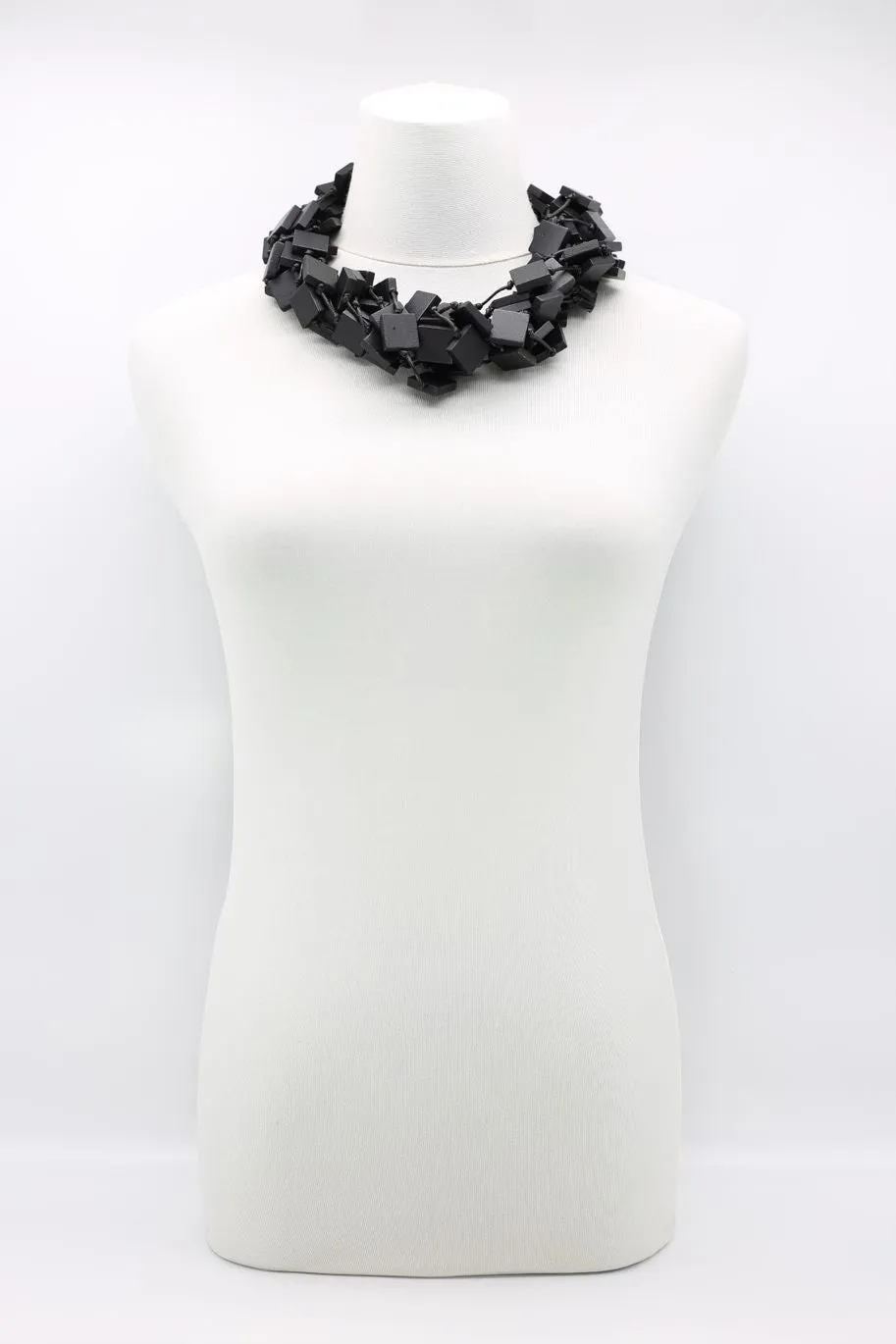 Recycled wood square 5 strand Necklace - Small