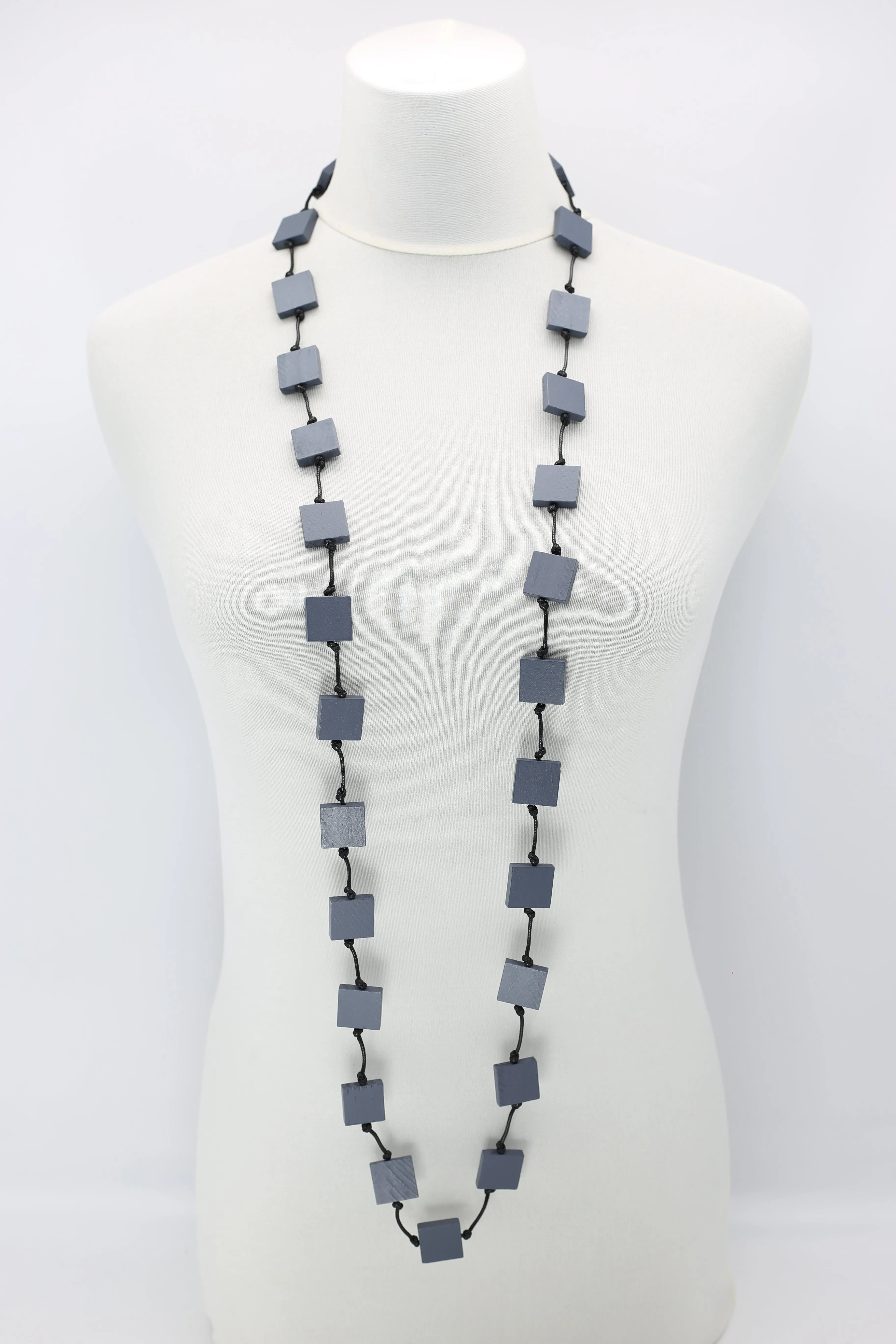 Recycled wood square 5 strand Necklace - Small