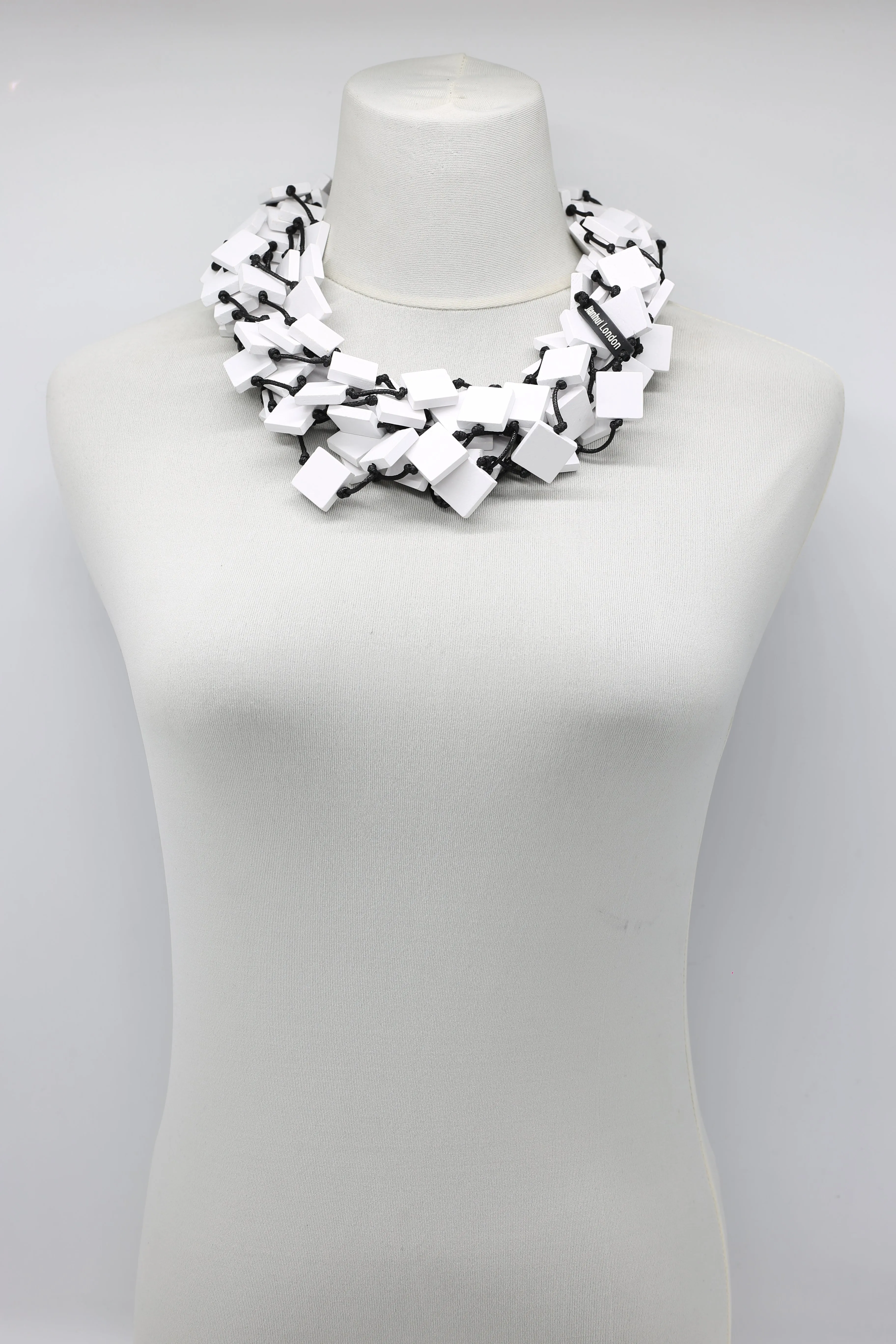 Recycled wood square 5 strand Necklace - Small