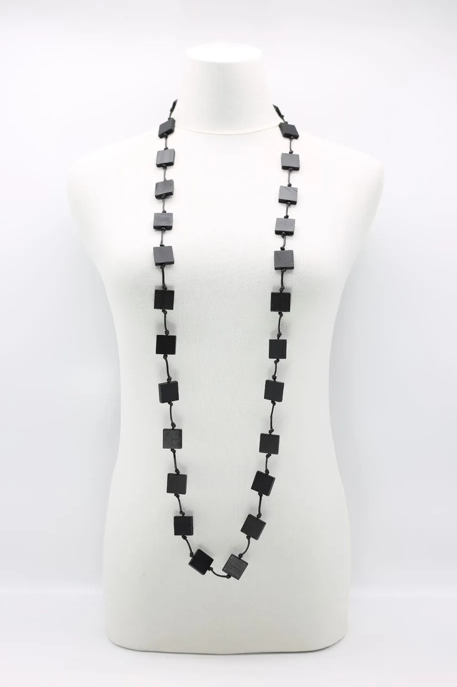 Recycled wood square 5 strand Necklace - Small