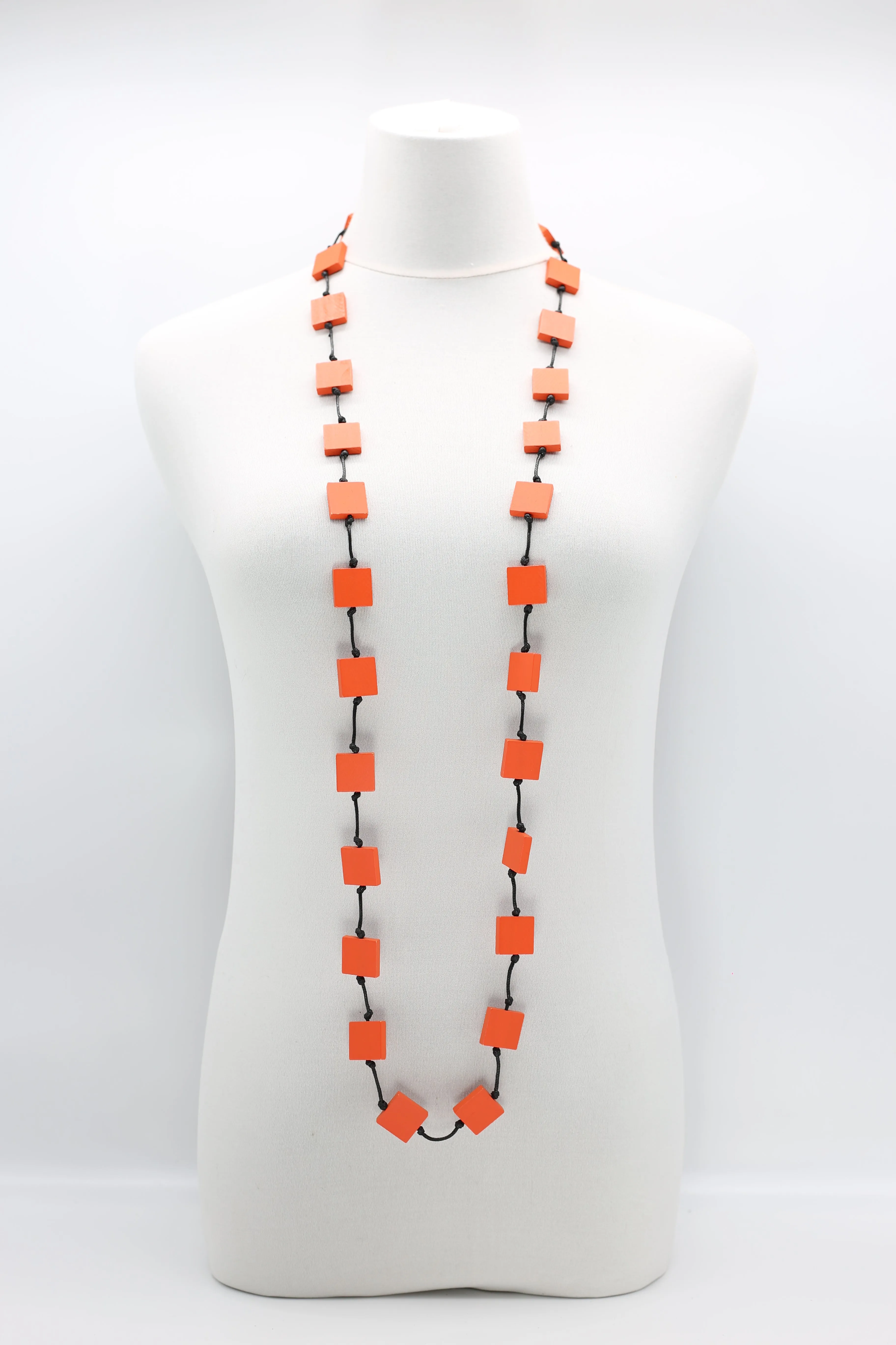 Recycled wood square 5 strand Necklace - Small