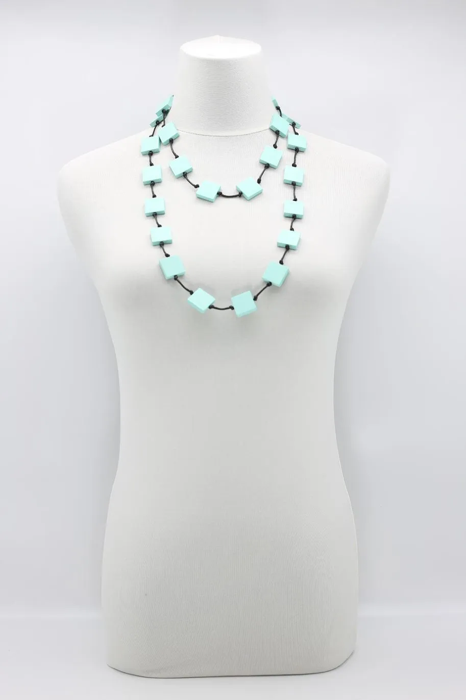 Recycled wood square 5 strand Necklace - Small