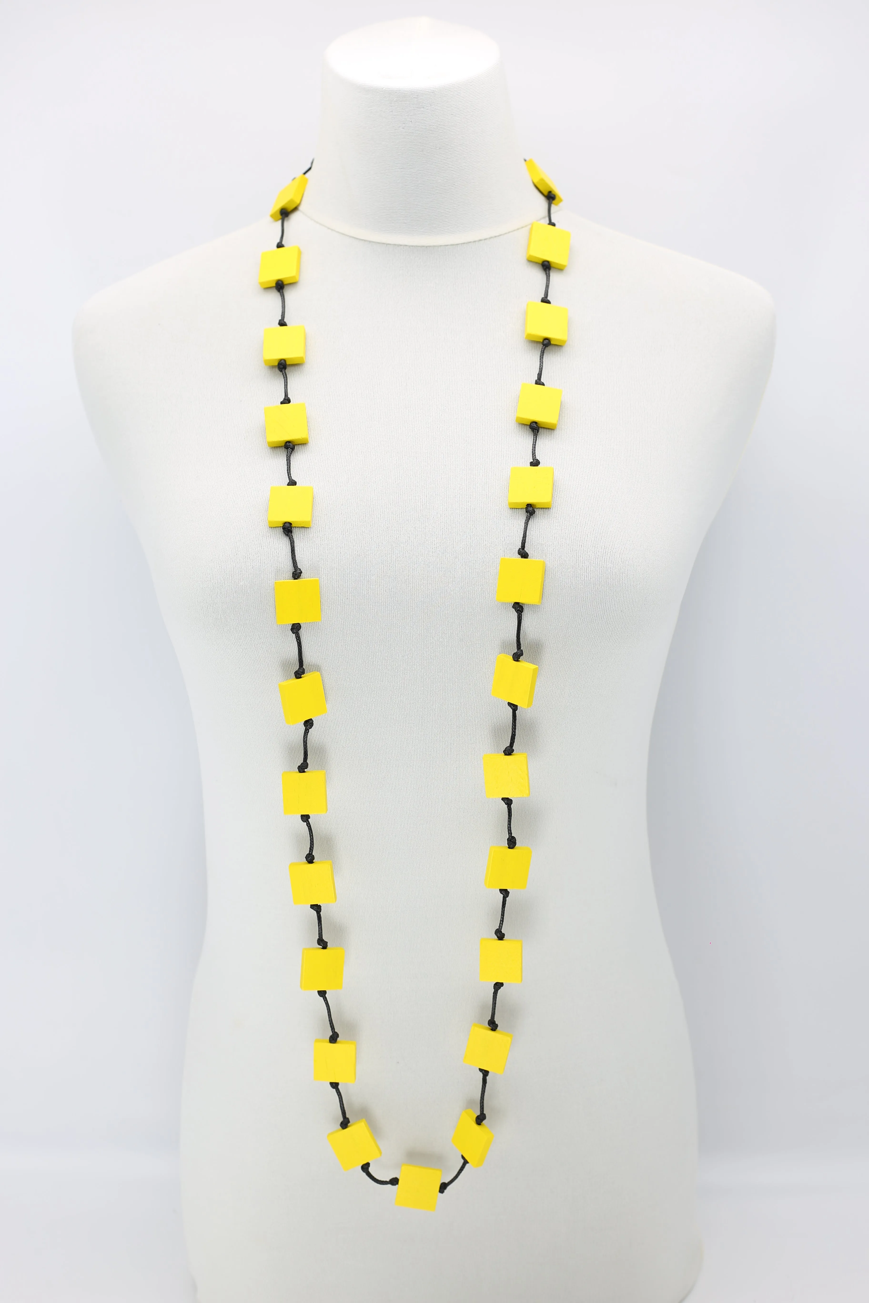 Recycled wood square 5 strand Necklace - Small